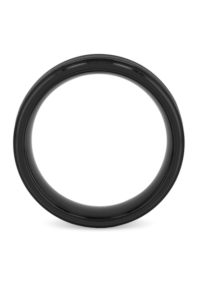 Grooved 9mm Band in Black Tungsten