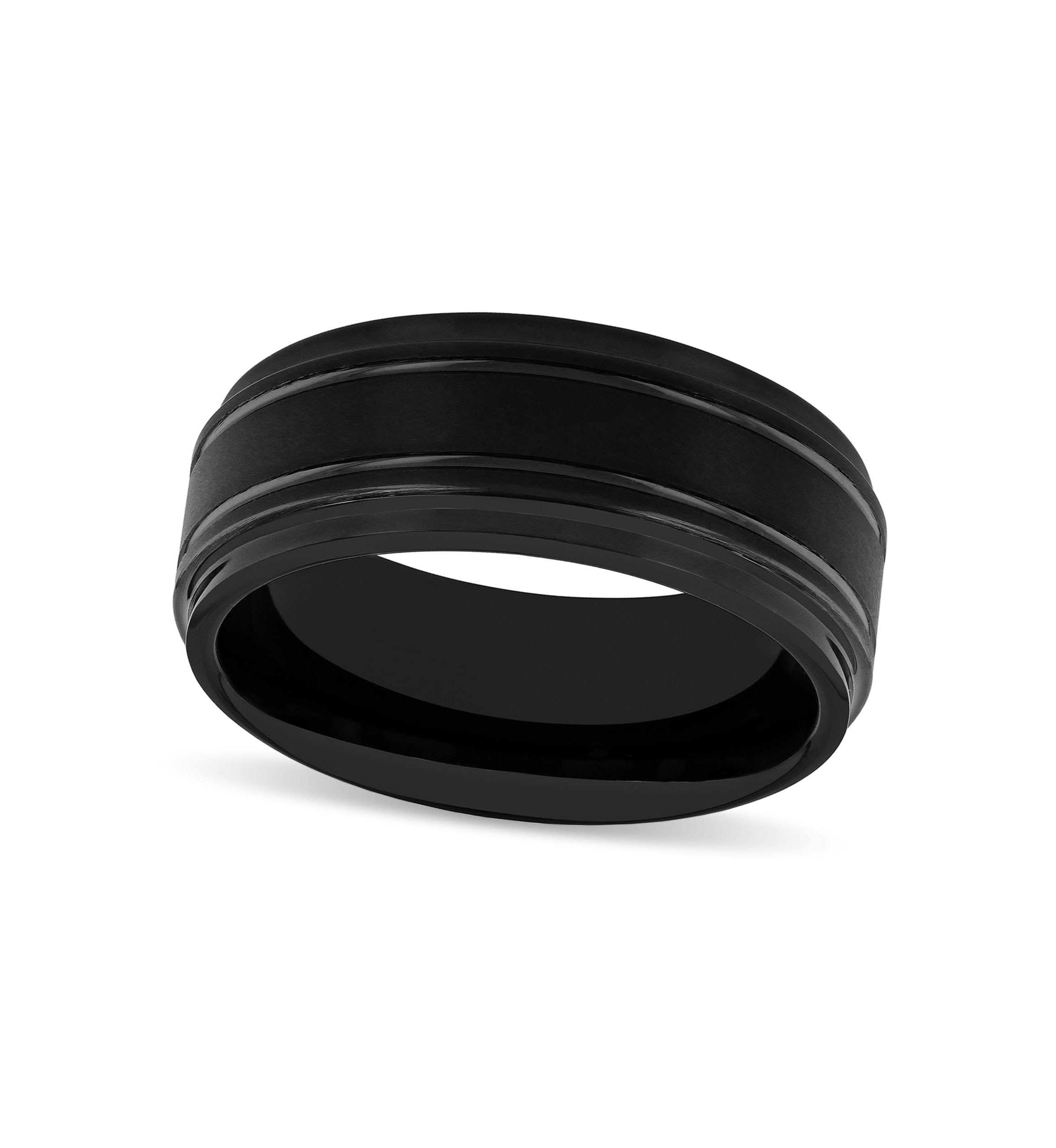 Grooved 9mm Band in Black Tungsten
