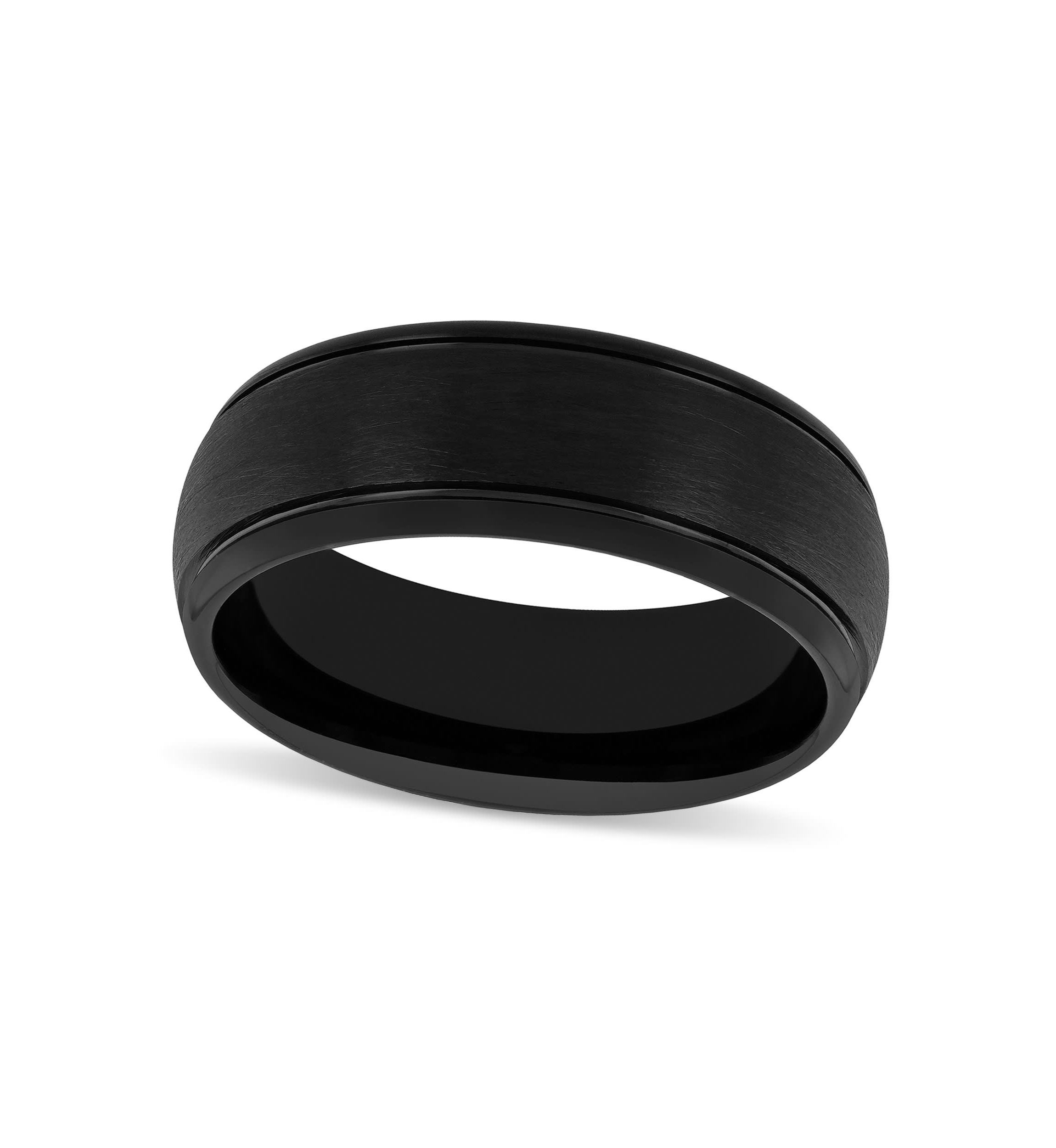 Grooved 8mm Band in Black Tungsten