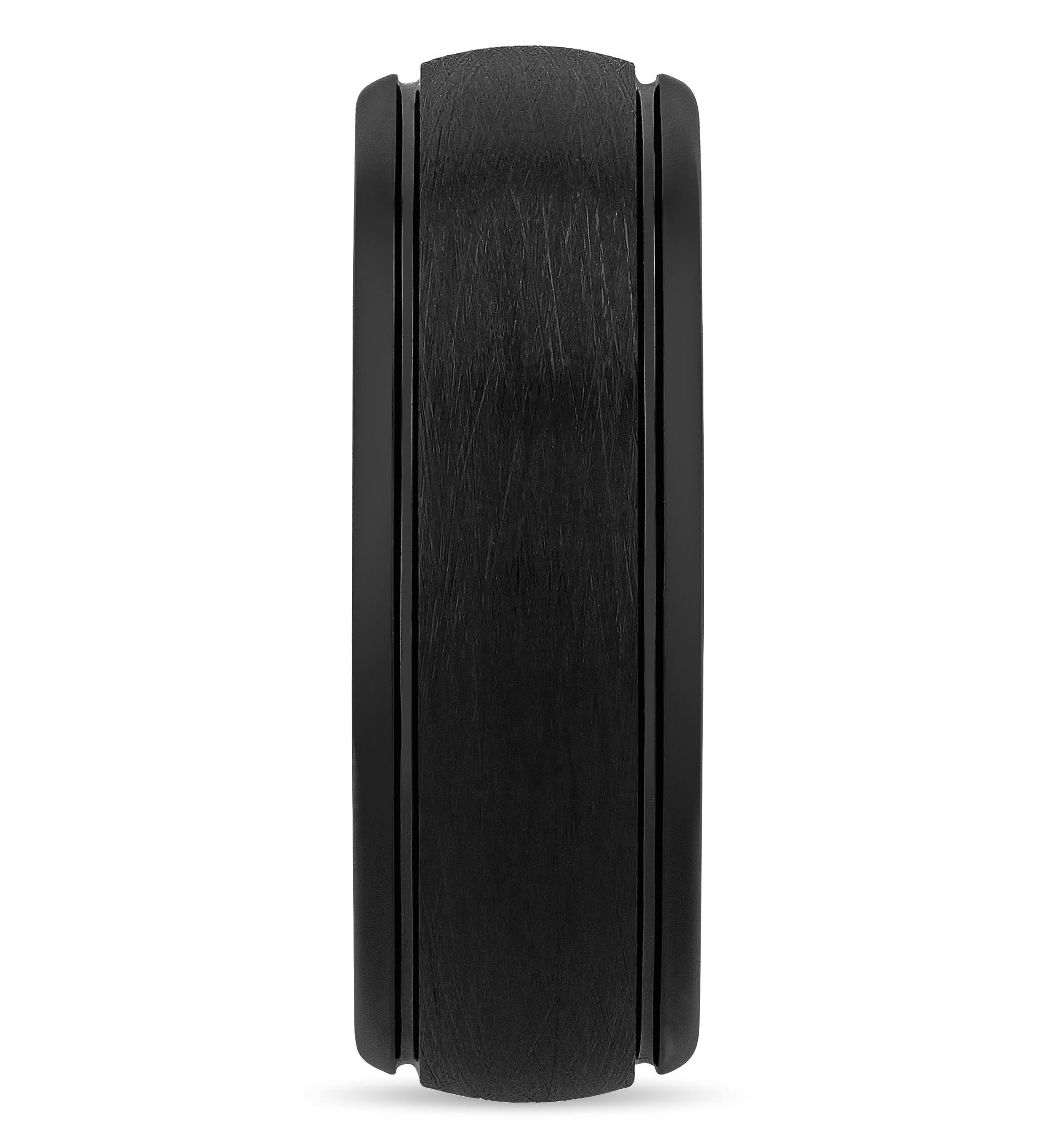 Grooved 8mm Band in Black Tungsten