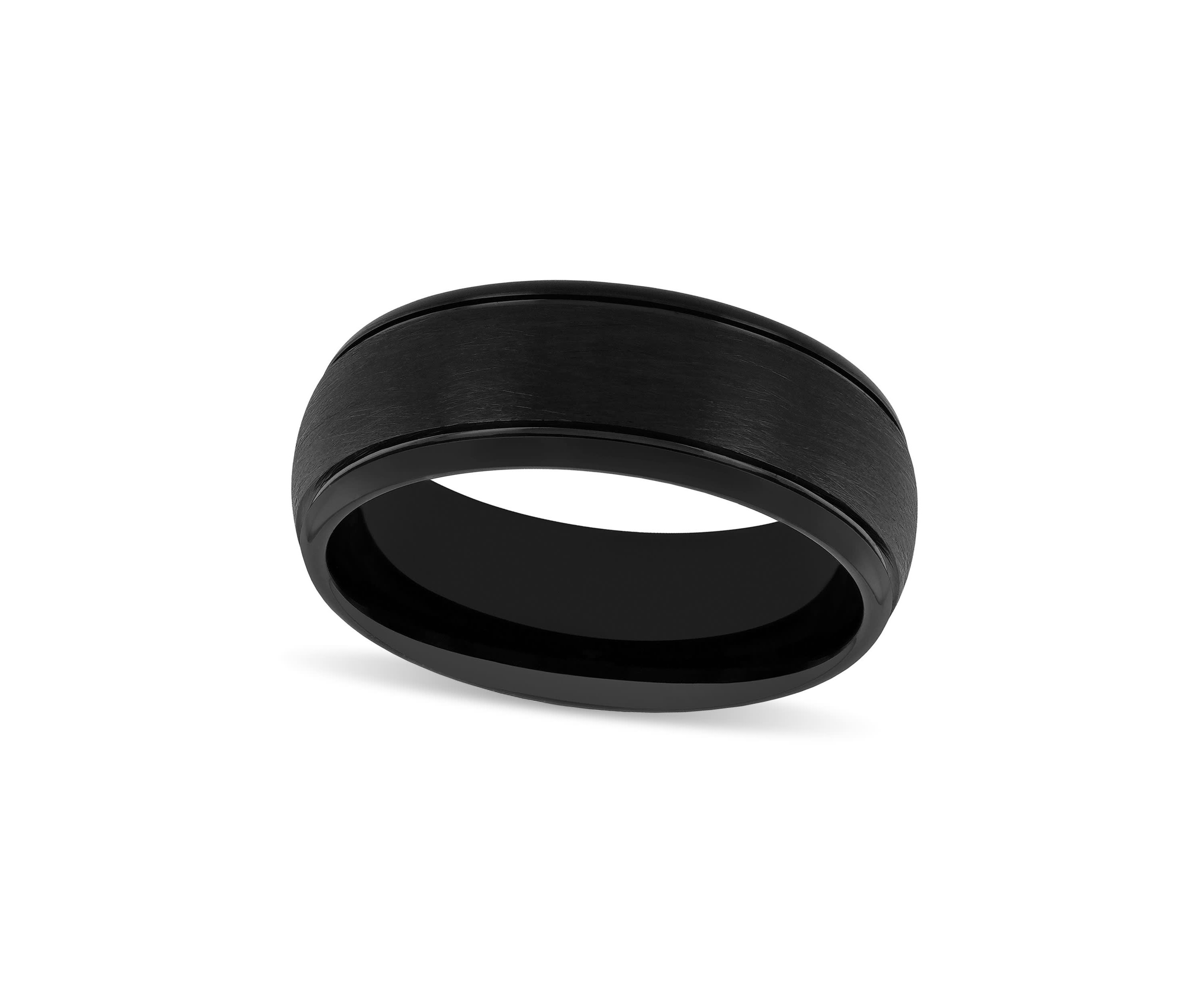 Grooved 8mm Band in Black Tungsten