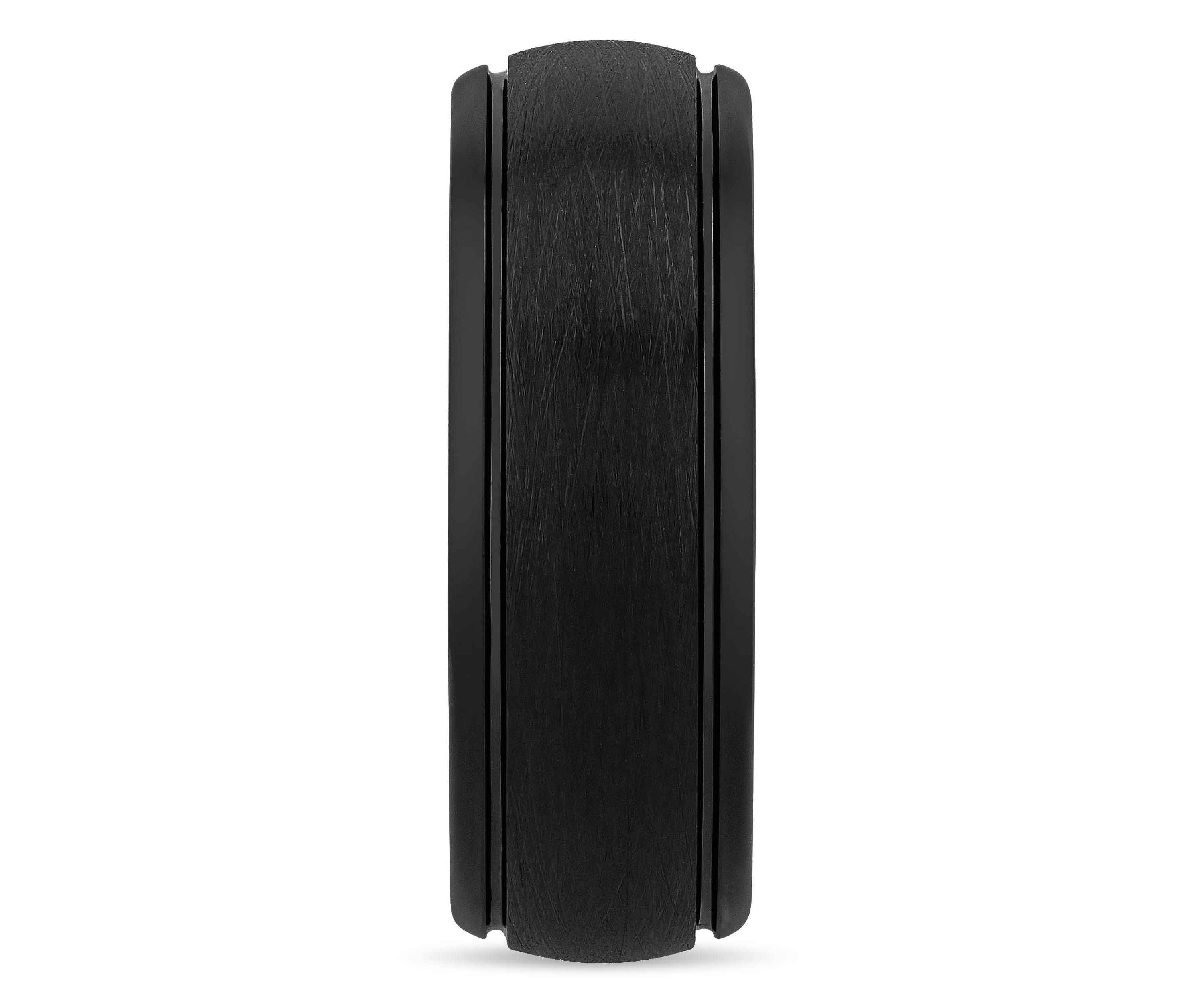 Grooved 8mm Band in Black Tungsten