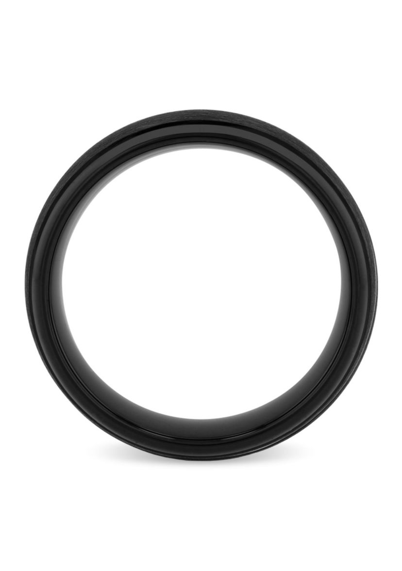 Grooved 8mm Band in Black Tungsten