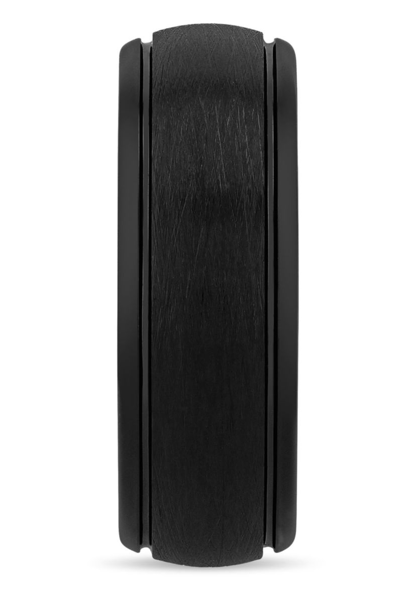 Grooved 8mm Band in Black Tungsten