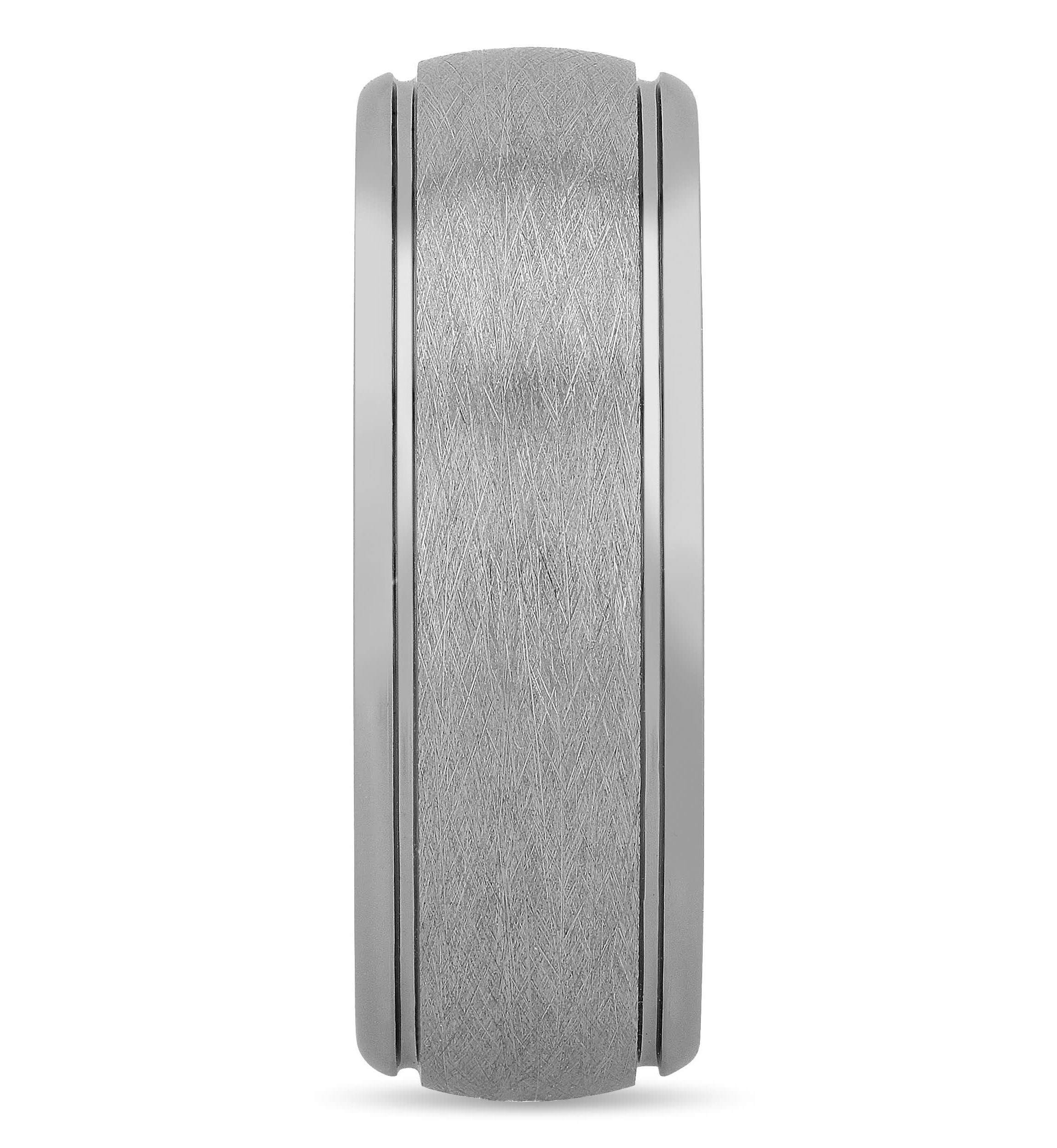 Frozen Satin Center 8mm Grooved Band in Tungsten