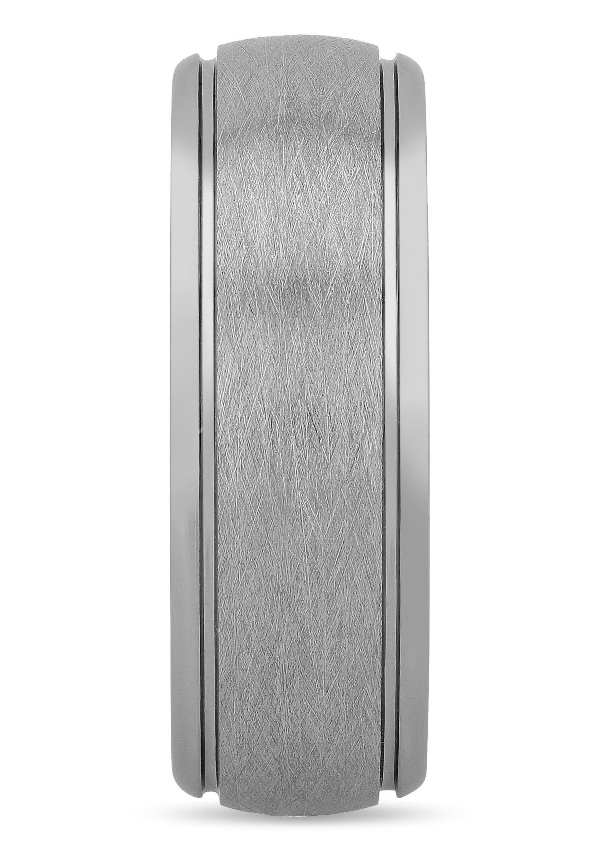 Frozen Satin Center 8mm Grooved Band in Tungsten