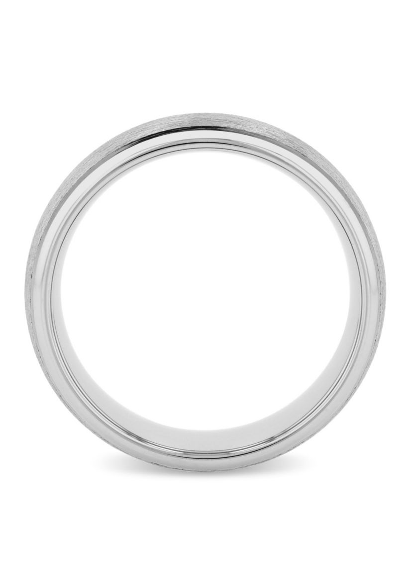 Frozen Satin Center 8mm Grooved Band in Tungsten