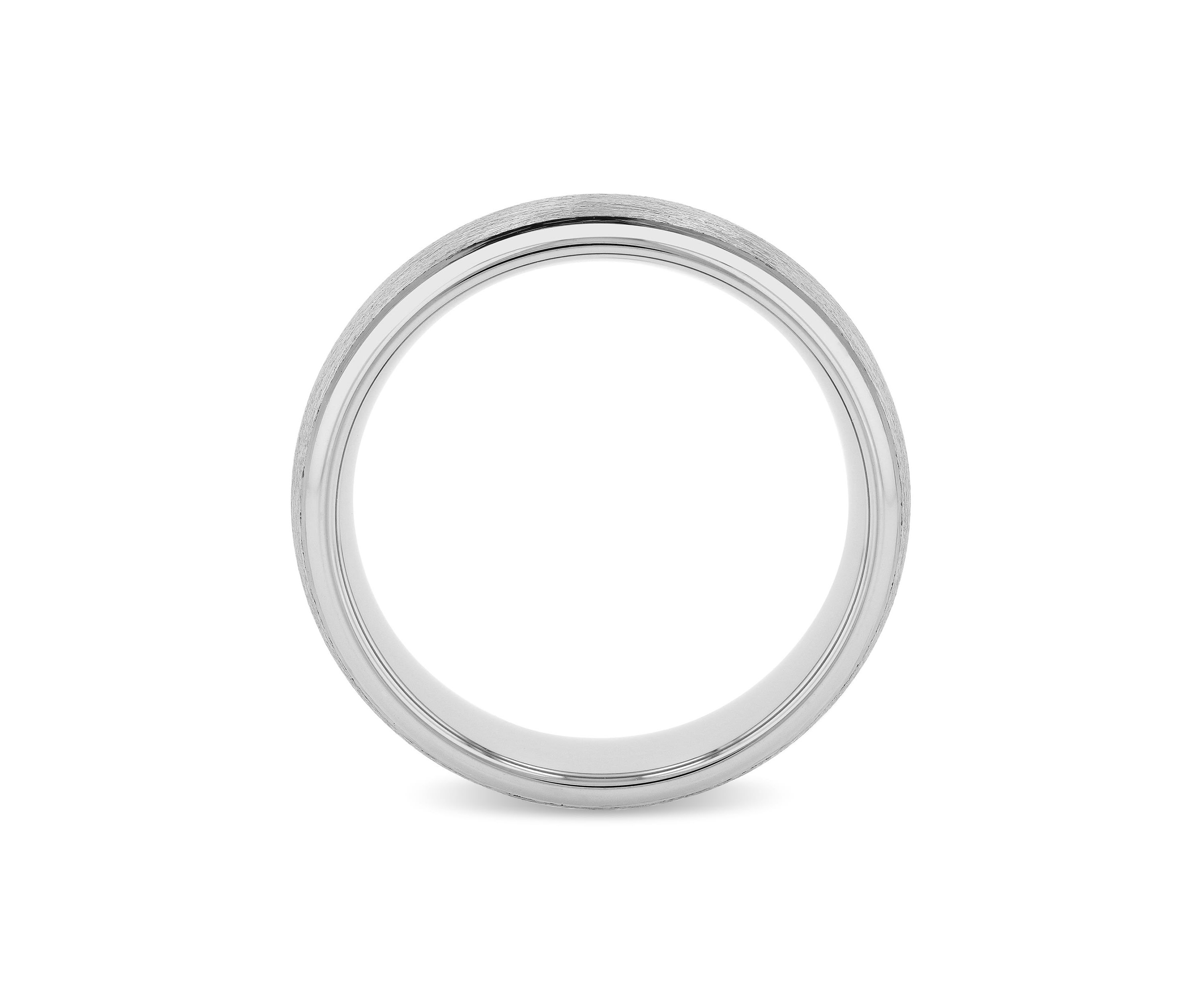 Frozen Satin Center 8mm Grooved Band in Tungsten