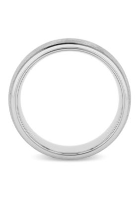 Frozen Satin Center 8mm Grooved Band in Tungsten