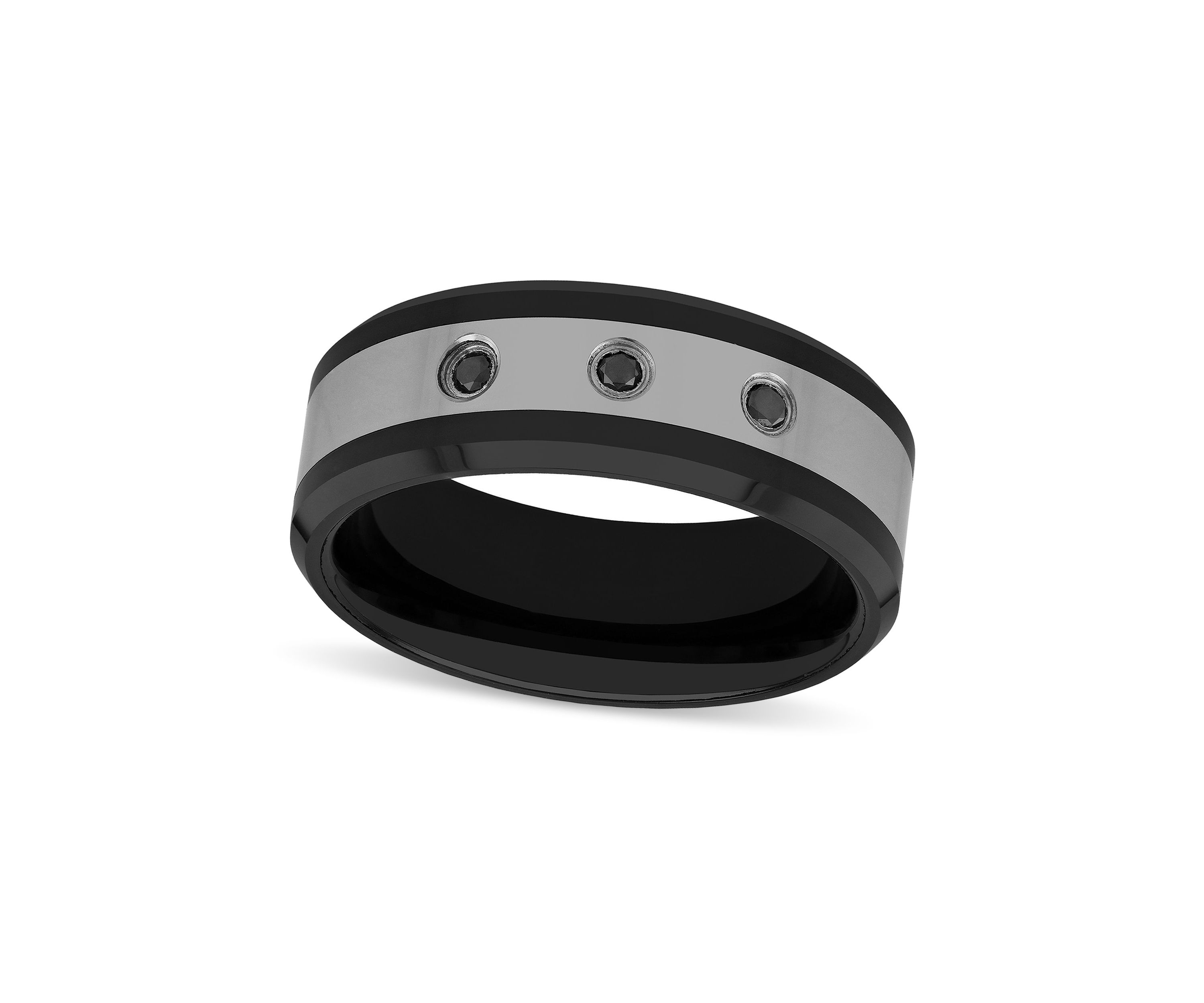 0.10 c.t.t.w. Black Diamond 8mm Band in Stainless Steel and Black Ceramic