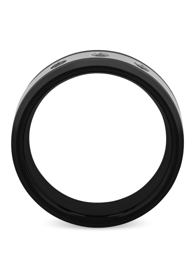 0.10 c.t.t.w. Black Diamond 8mm Band in Stainless Steel and Black Ceramic