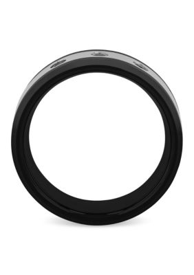 0.10 c.t.t.w. Black Diamond 8mm Band in Stainless Steel and Black Ceramic