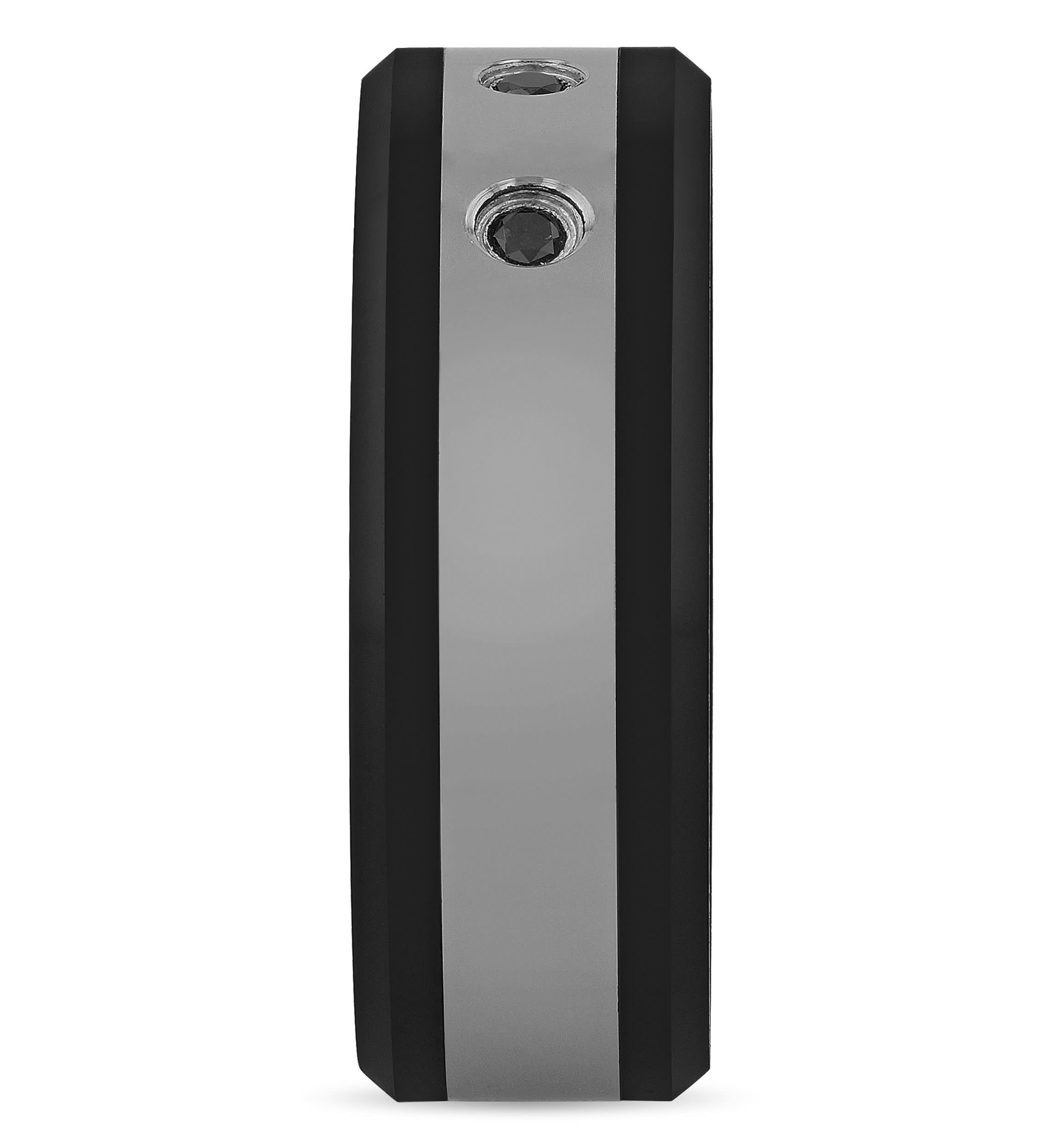 0.10 c.t.t.w. Black Diamond 8mm Band in Stainless Steel and Black Ceramic