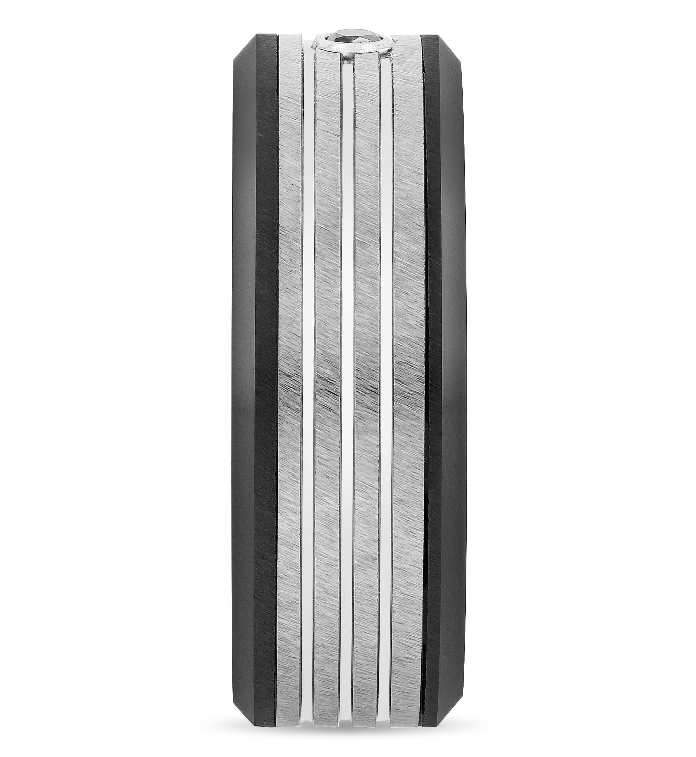 0.05 Black Diamond Grooved 8mm Band in Two-Tone Tungsten