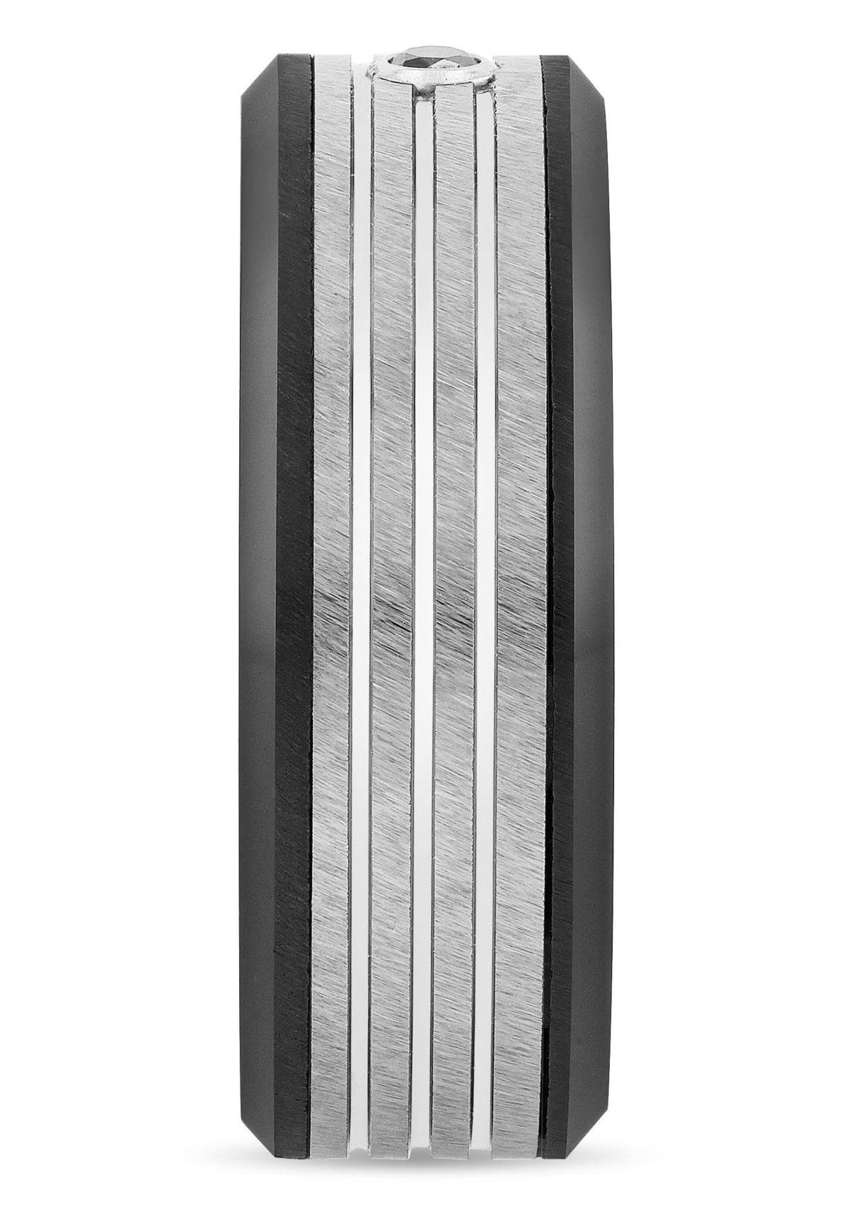 0.05 Black Diamond Grooved 8mm Band in Two-Tone Tungsten