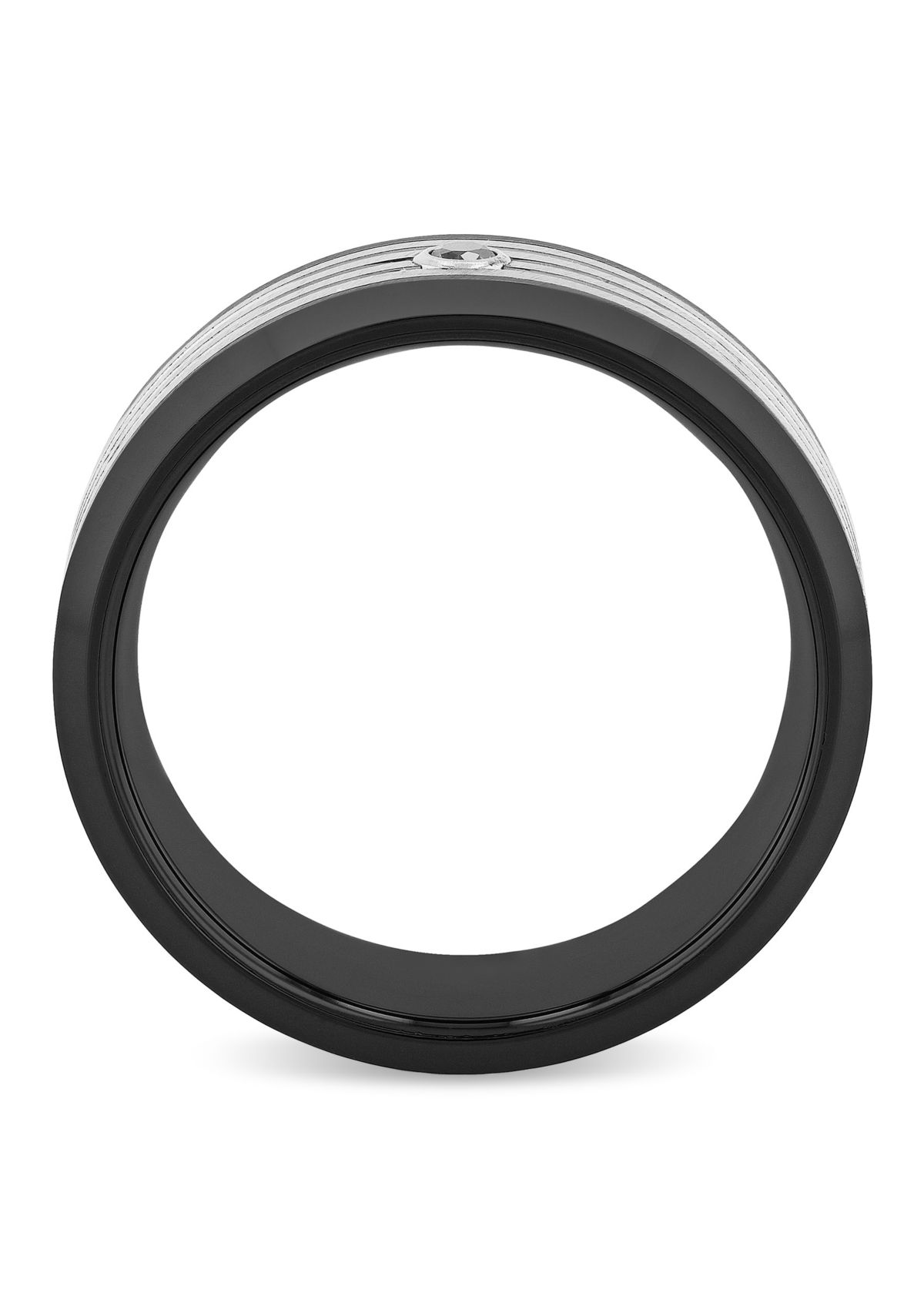 0.05 Black Diamond Grooved 8mm Band in Two-Tone Tungsten