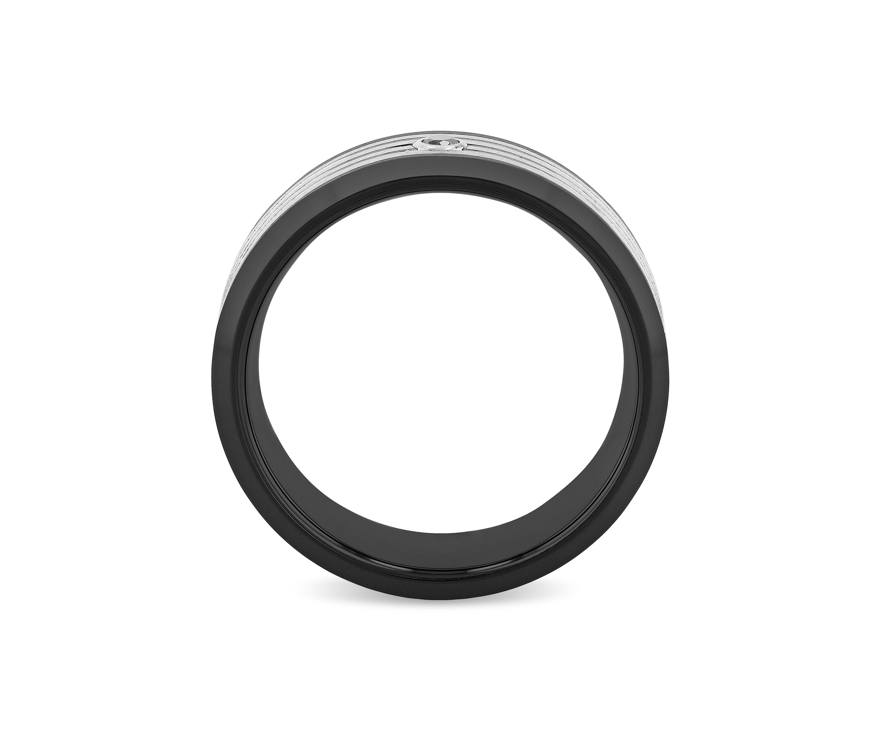 0.05 Black Diamond Grooved 8mm Band in Two-Tone Tungsten