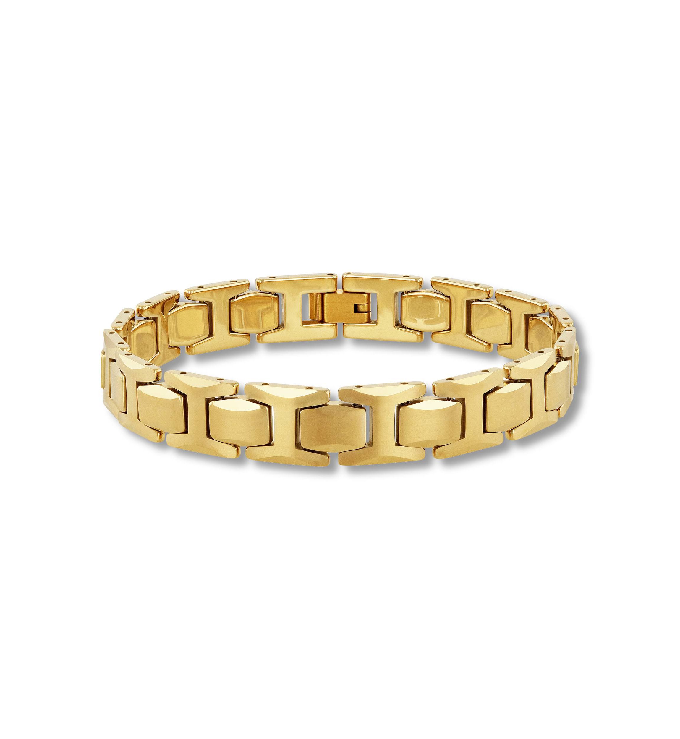 Mens Tungsten Yellow Finish Link Bracelet