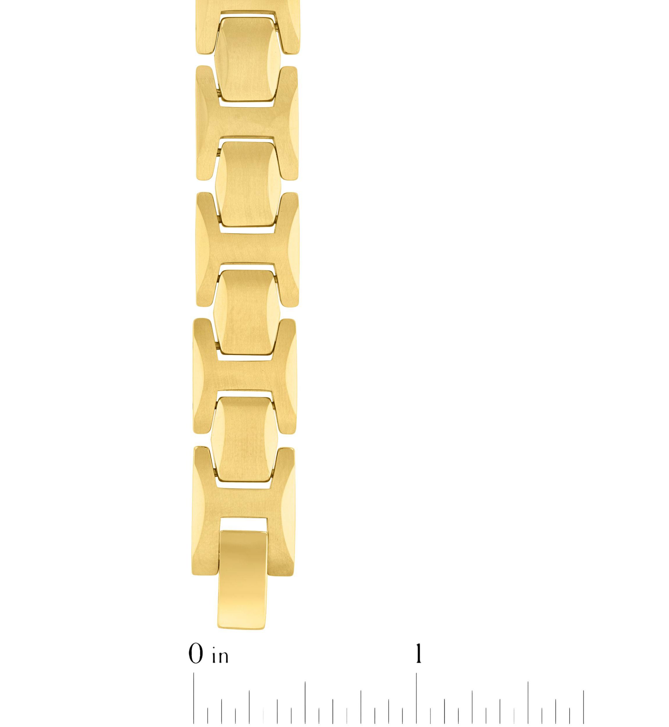 Mens Tungsten Yellow Finish Link Bracelet