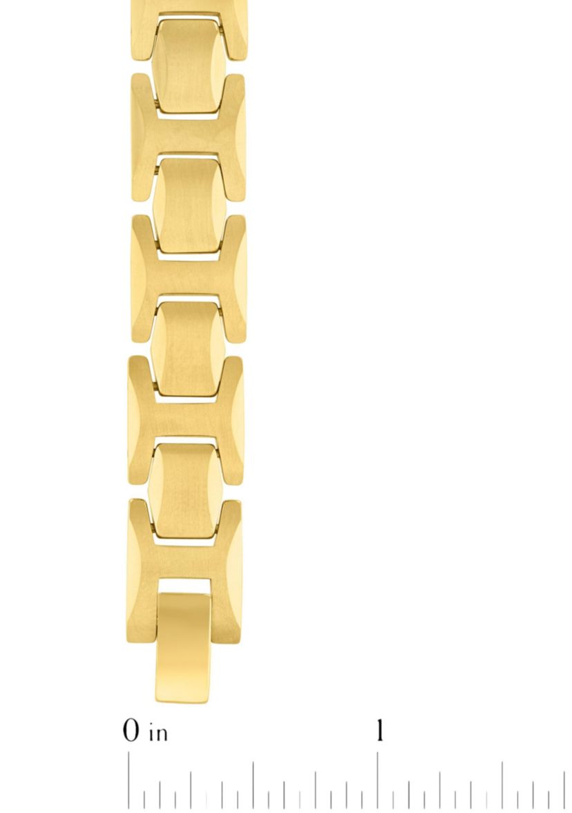 Mens Tungsten Yellow Finish Link Bracelet