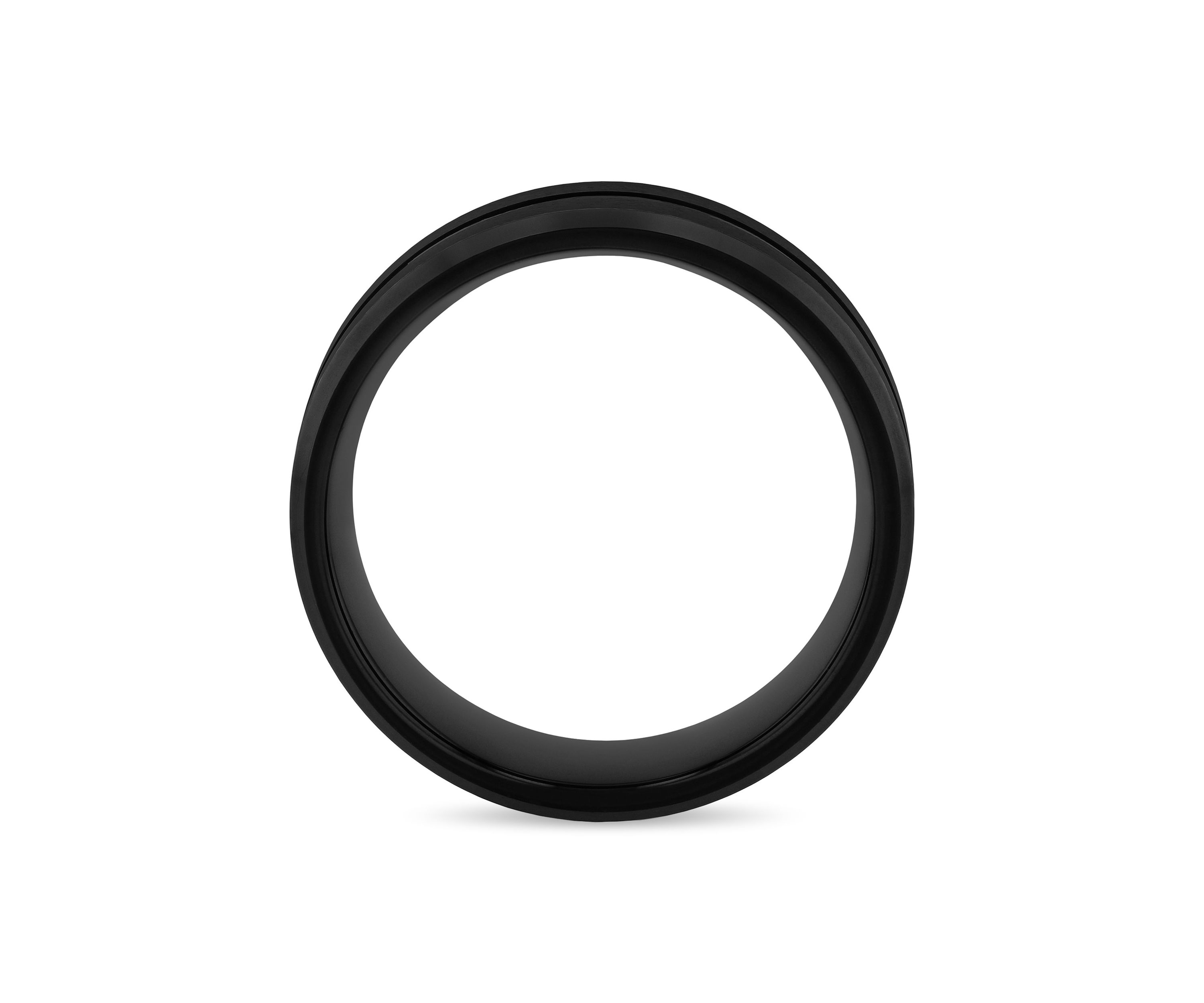 Striped Beveled 8mm Band in Two-Tone Tungsten