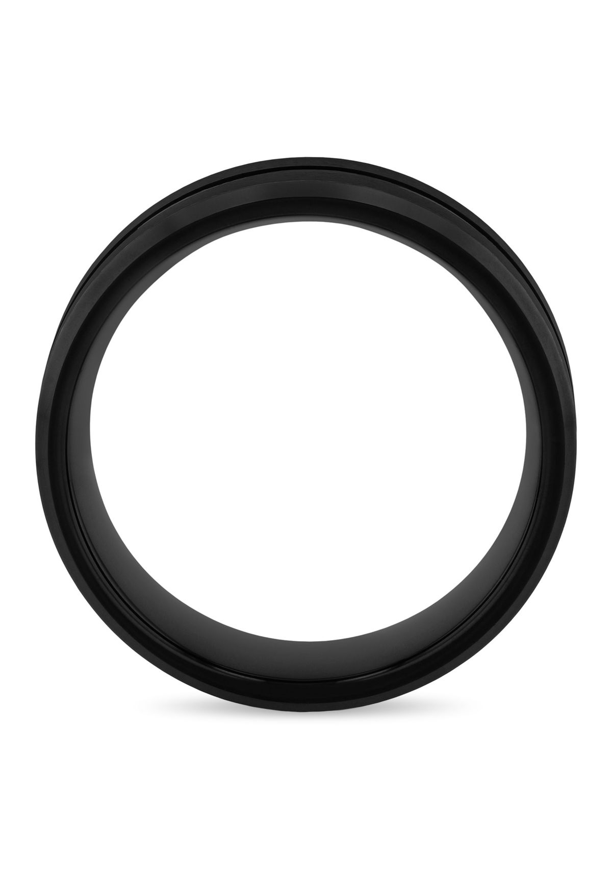 Striped Beveled 8mm Band in Two-Tone Tungsten
