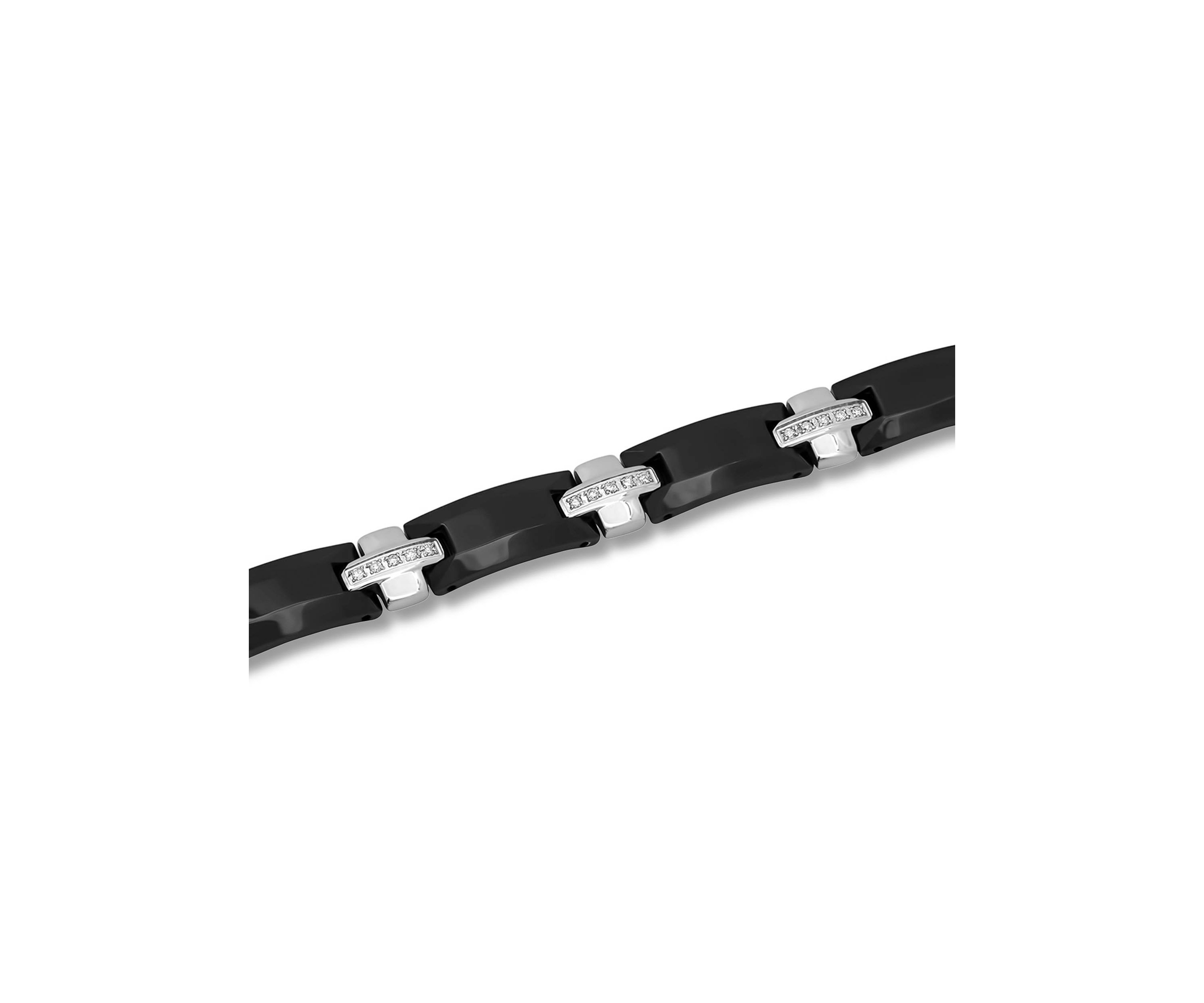 3/8CTW Mens Tungsten Black and White Two-tone Finish Link Bracelet