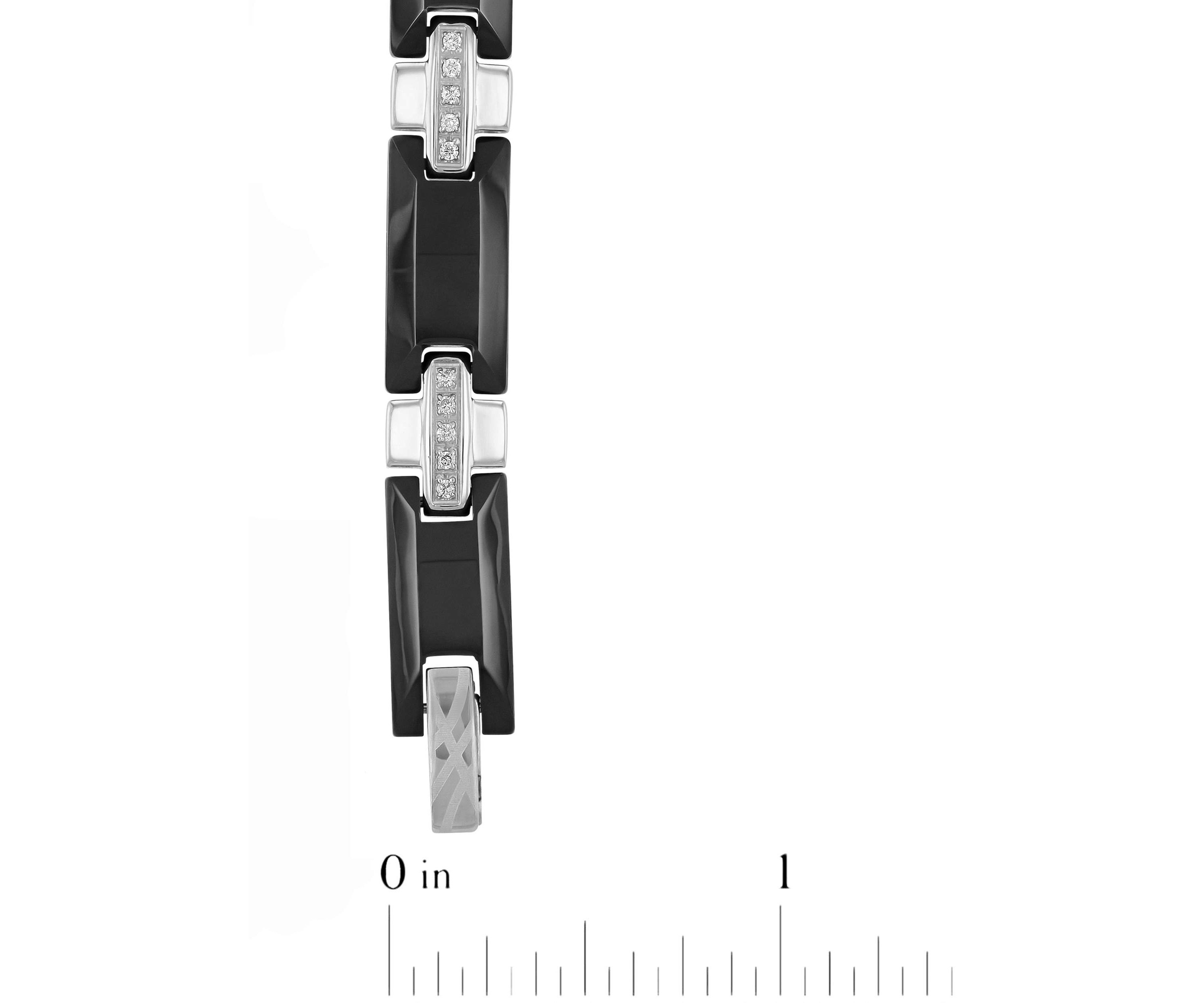 3/8CTW Mens Tungsten Black and White Two-tone Finish Link Bracelet