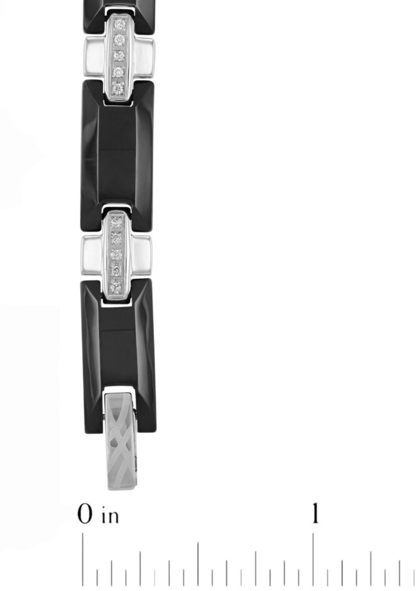 3/8CTW Mens Tungsten Black and White Two-tone Finish Link Bracelet