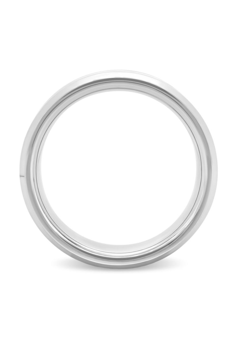 Striped Beveled 8mm Band in Tungsten