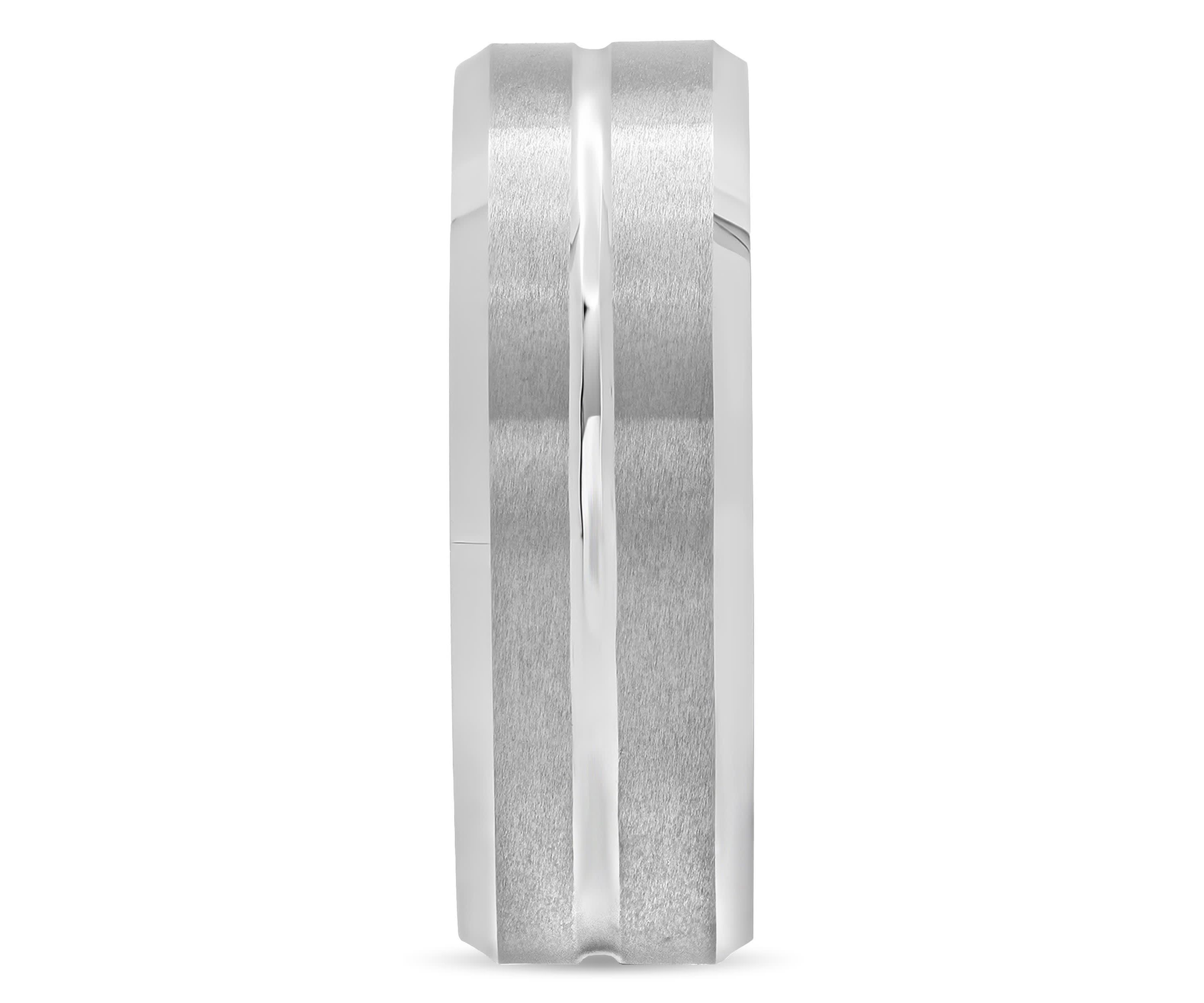 Striped Beveled 8mm Band in Tungsten