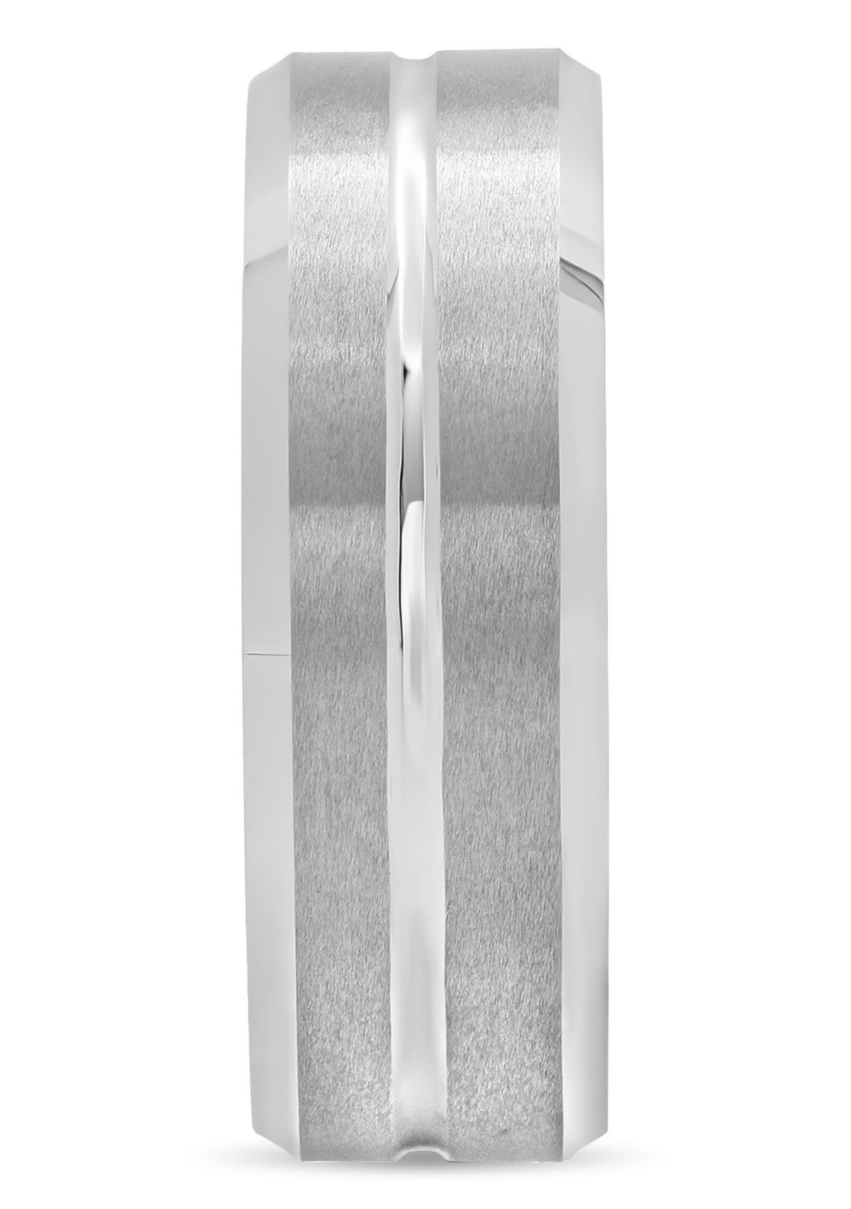 Striped Beveled 8mm Band in Tungsten