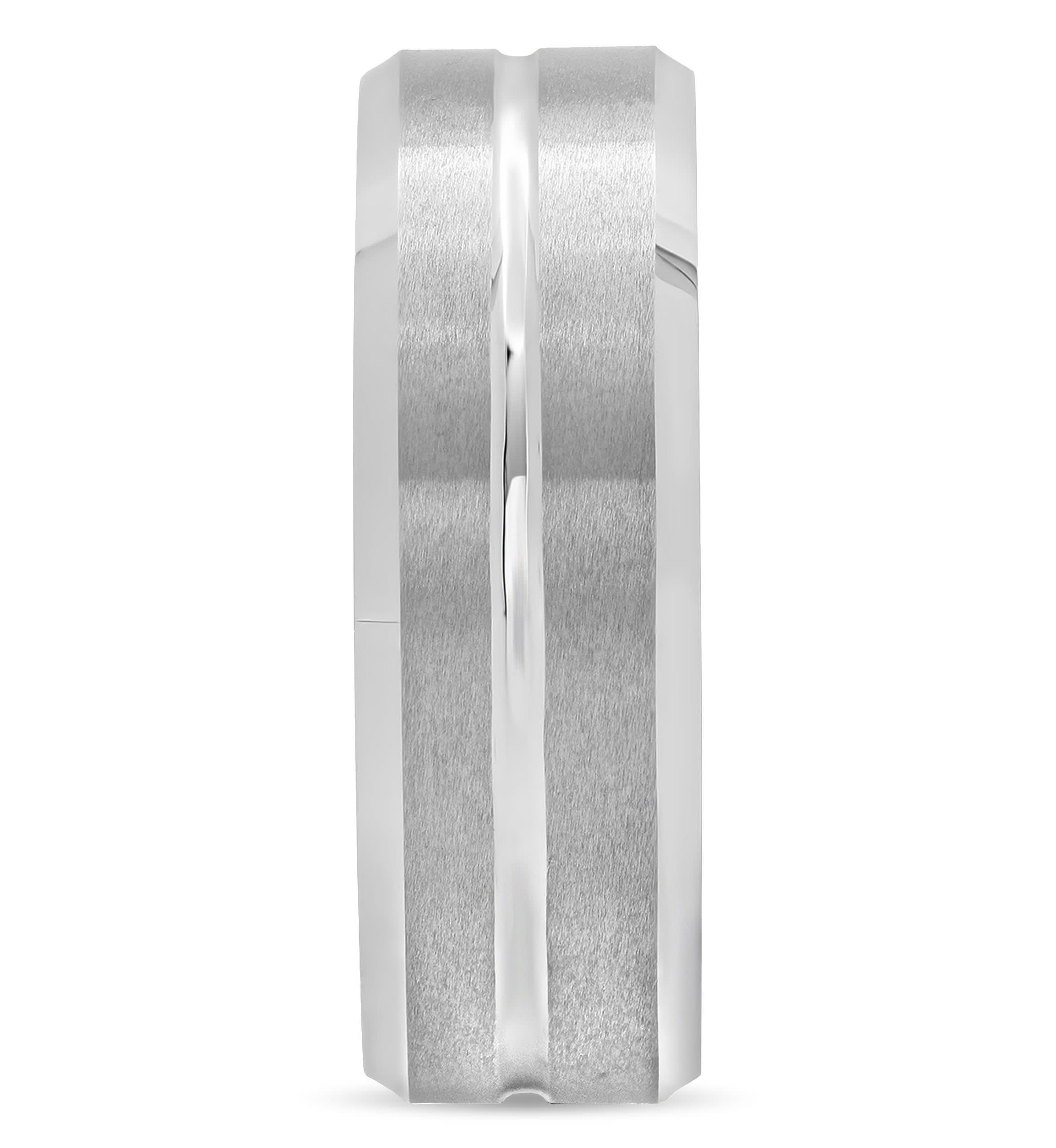 Striped Beveled 8mm Band in Tungsten