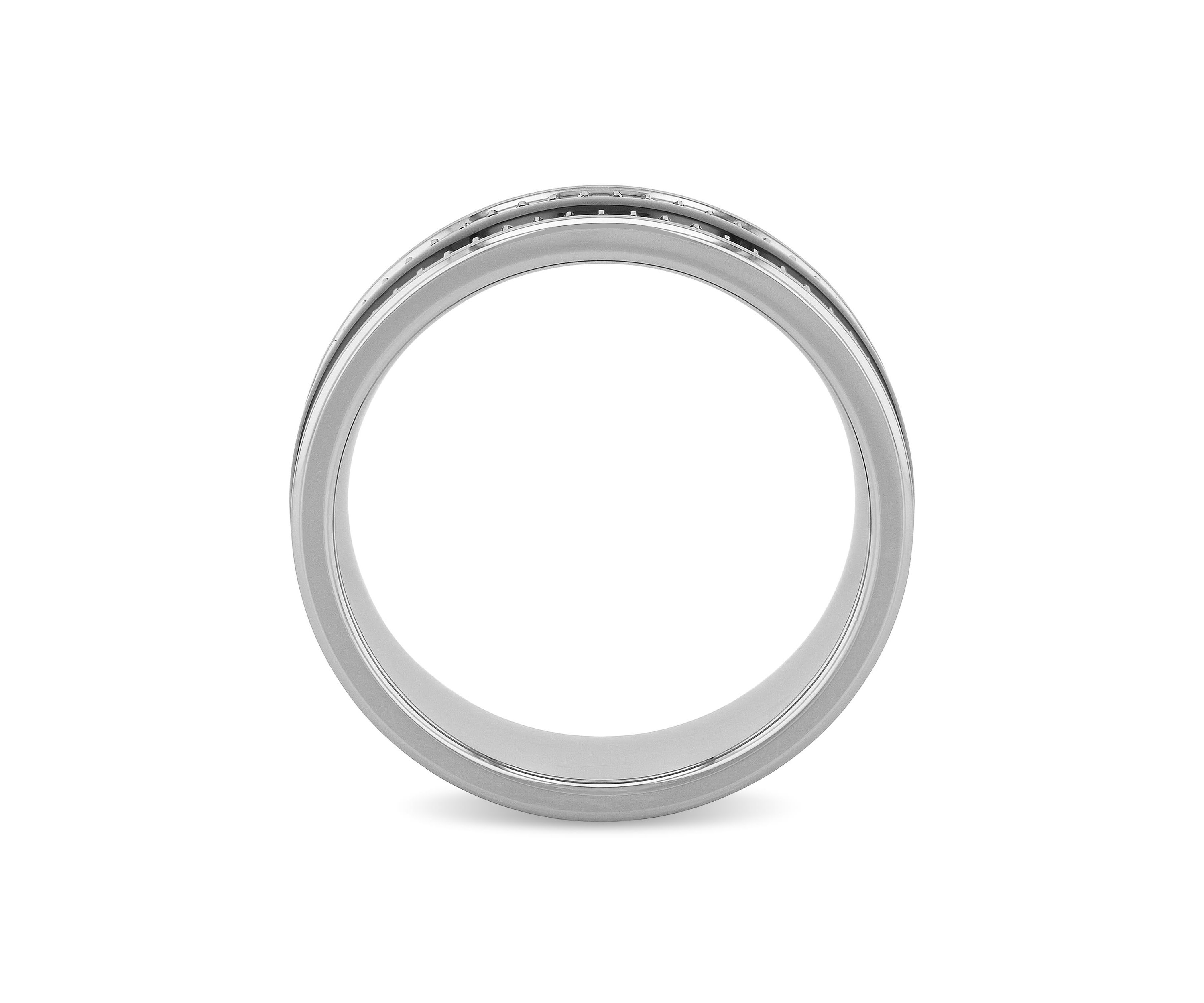 Striped Gear Pattern 7mm Band in Two-Tone Tungsten