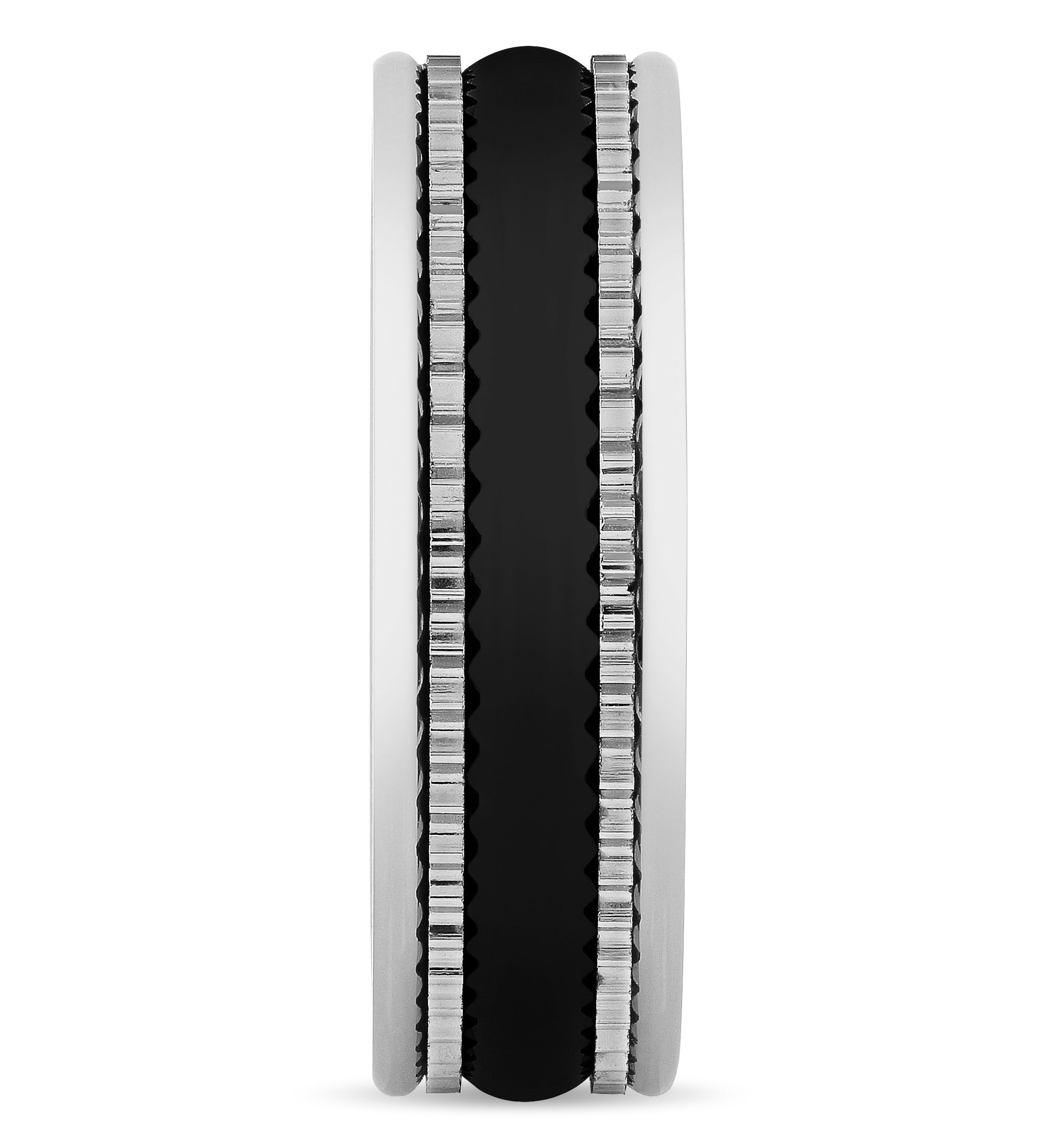 Striped Gear Pattern 7mm Band in Two-Tone Tungsten