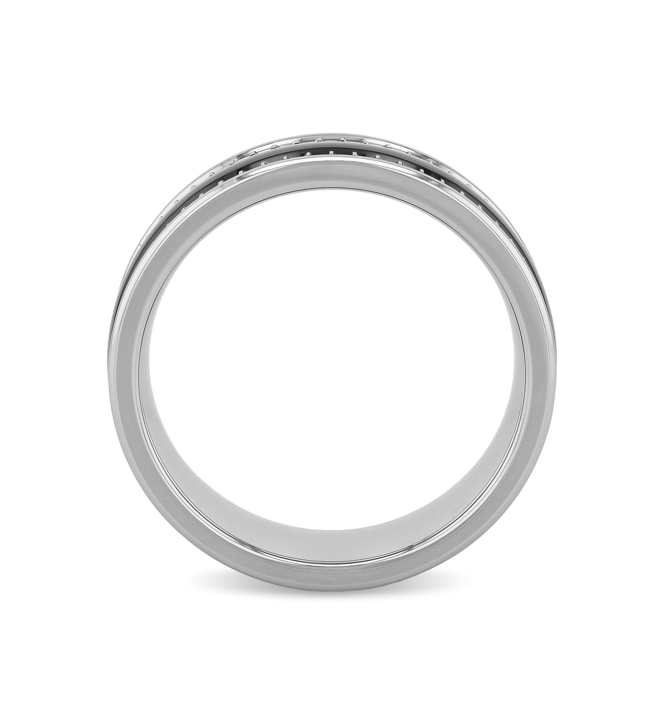 Striped Gear Pattern 7mm Band in Two-Tone Tungsten