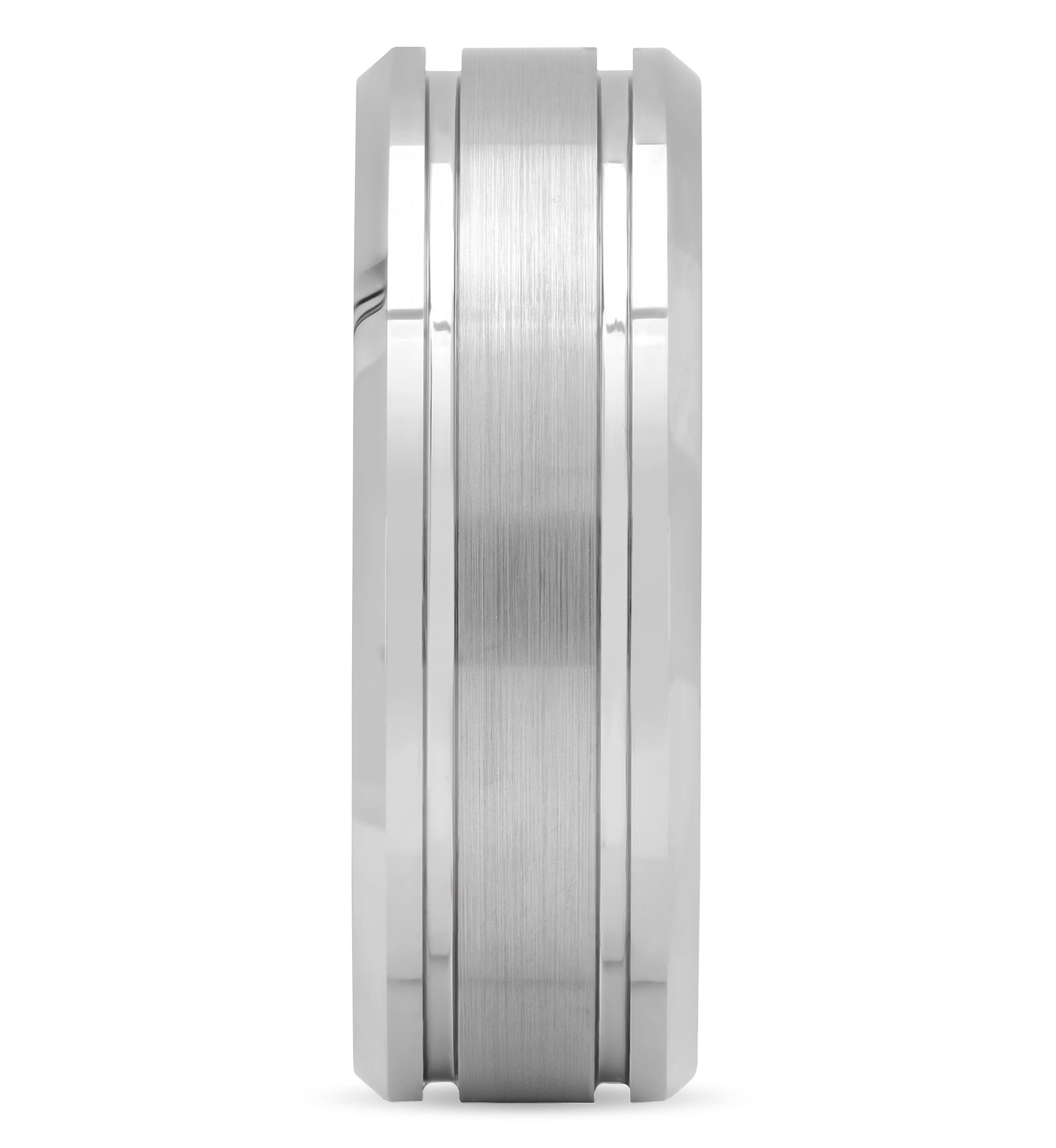 Grooved 8mm Beveled Band in Tungsten