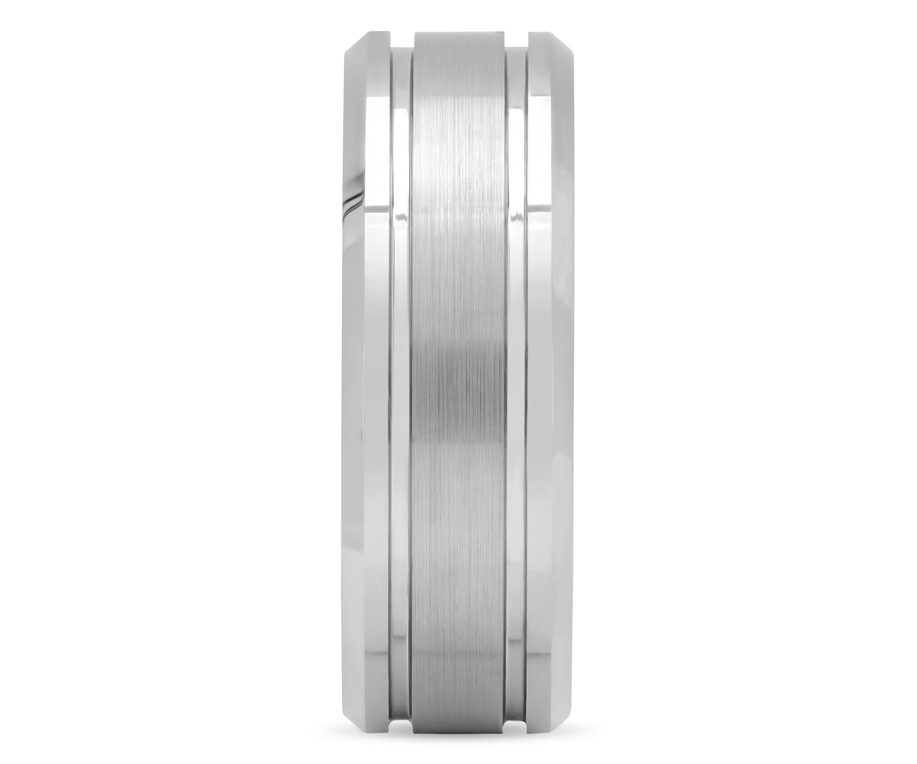 Grooved 8mm Beveled Band in Tungsten