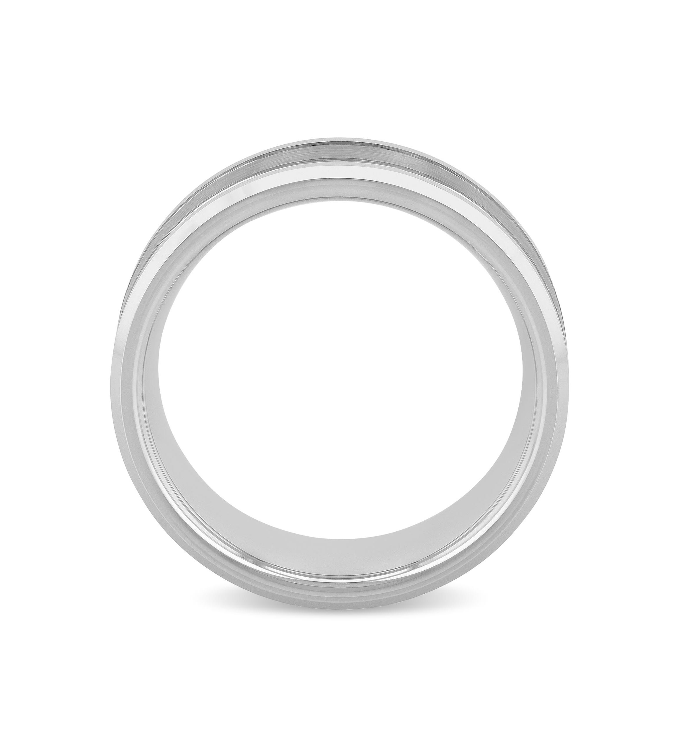 Grooved 8mm Beveled Band in Tungsten