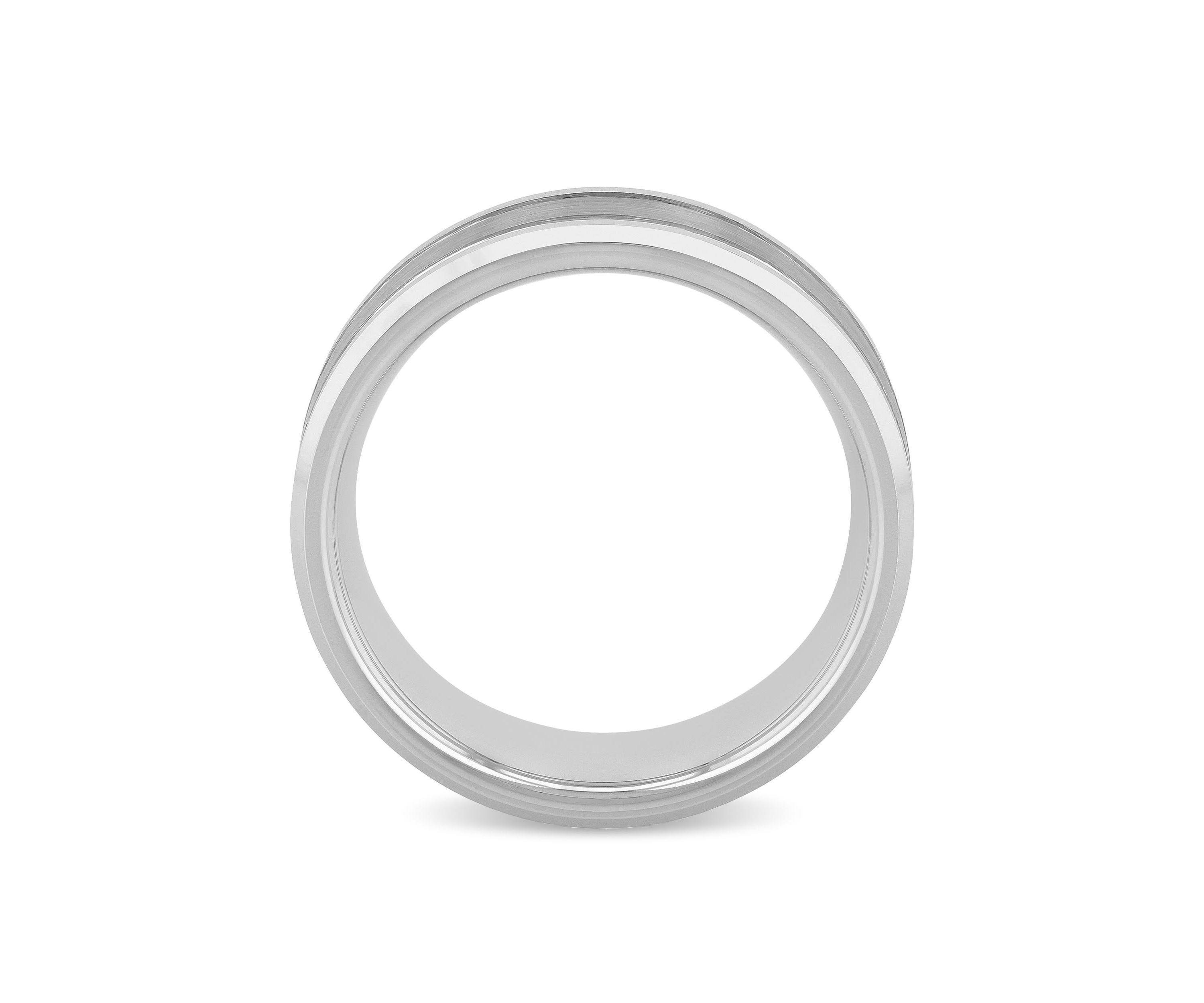 Grooved 8mm Beveled Band in Tungsten