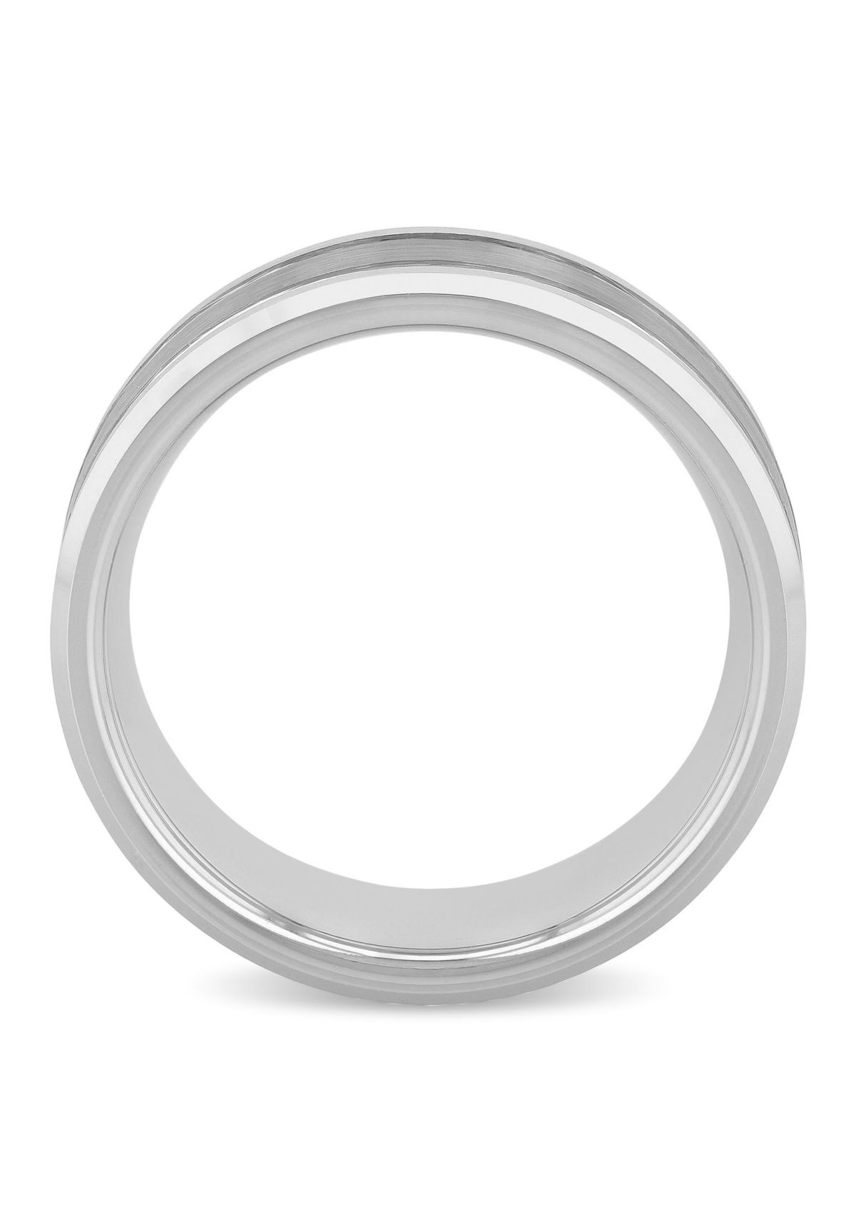 Grooved 8mm Beveled Band in Tungsten