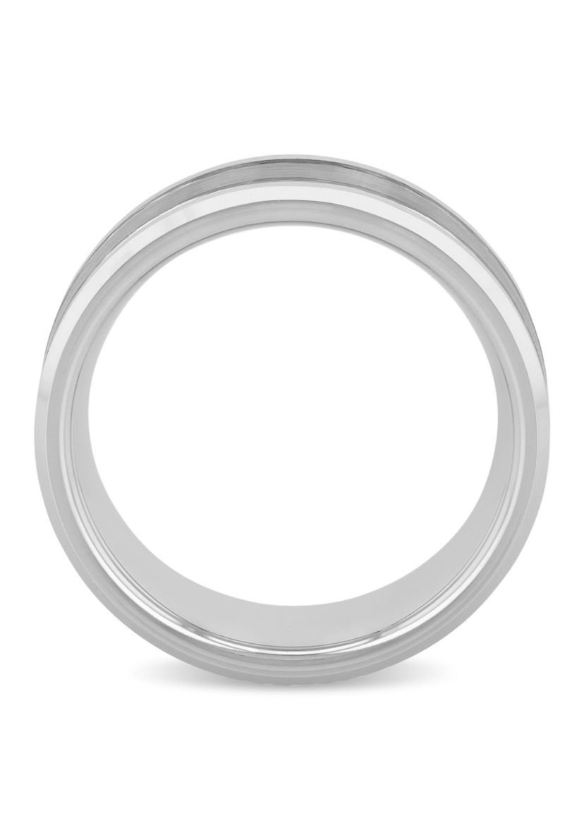 Grooved 8mm Beveled Band in Tungsten