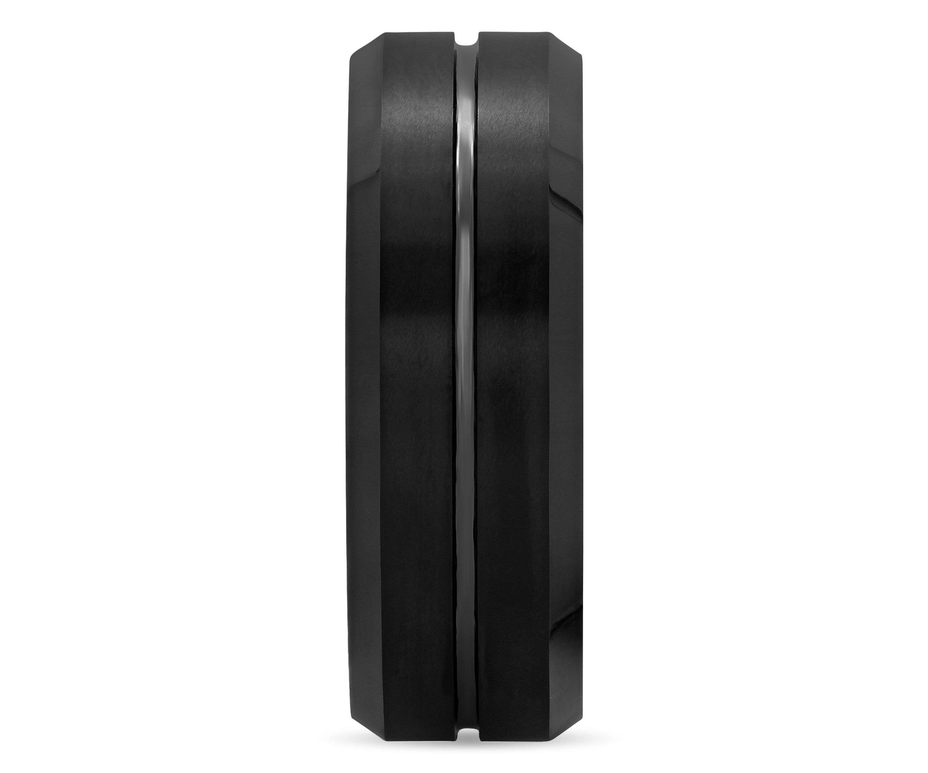 Grooved 8mm Beveled Band in Black Tungsten