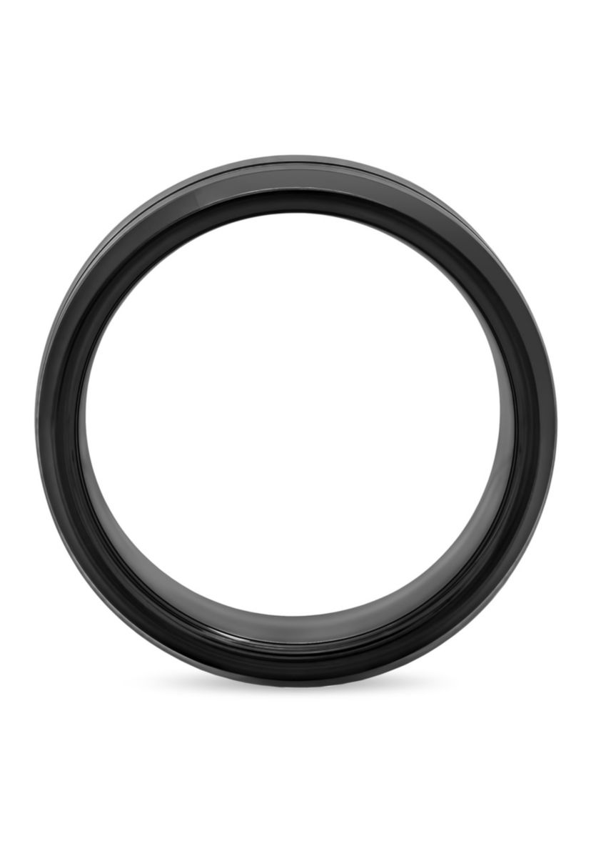 Grooved 8mm Beveled Band in Black Tungsten