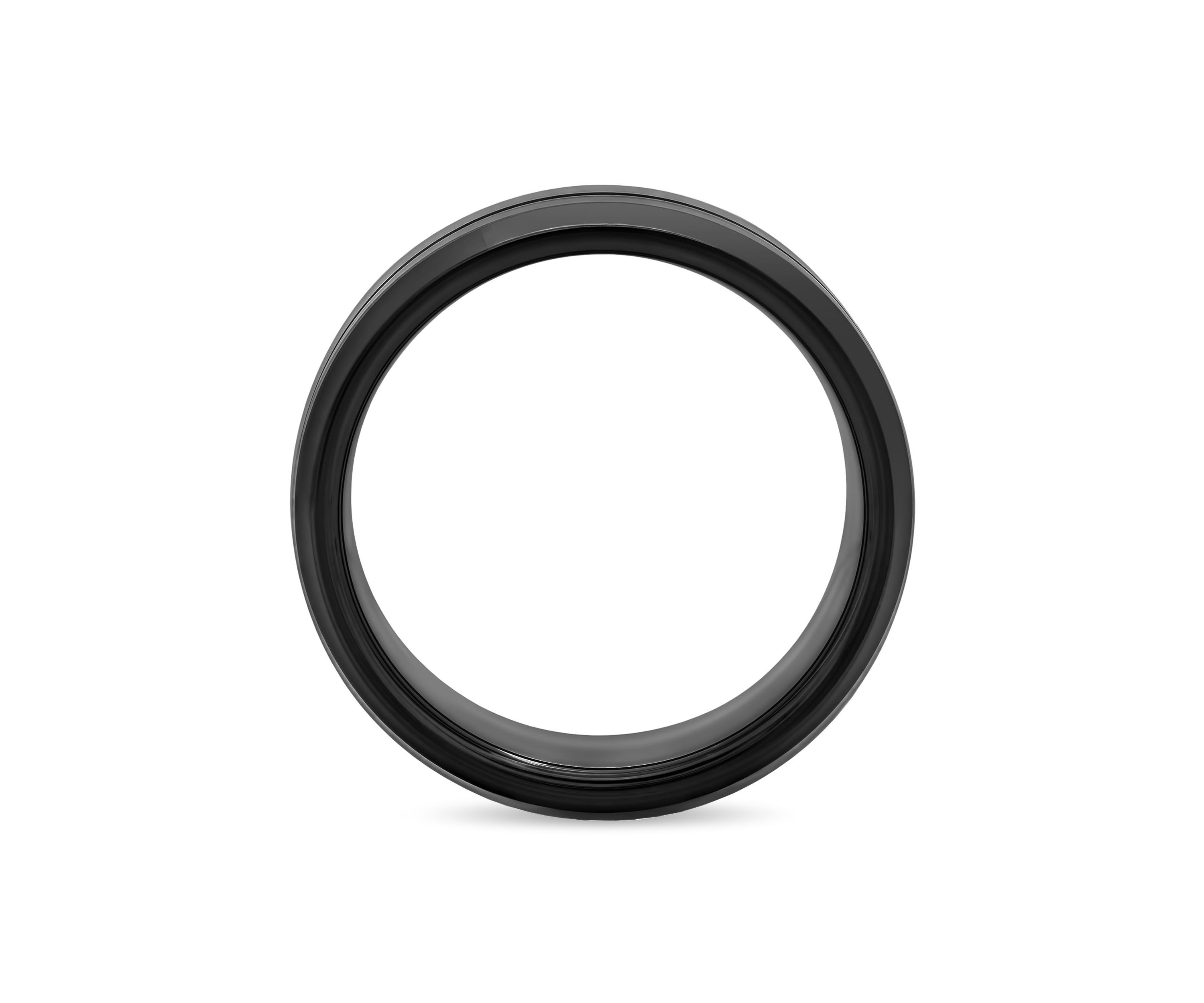 Grooved 8mm Beveled Band in Black Tungsten