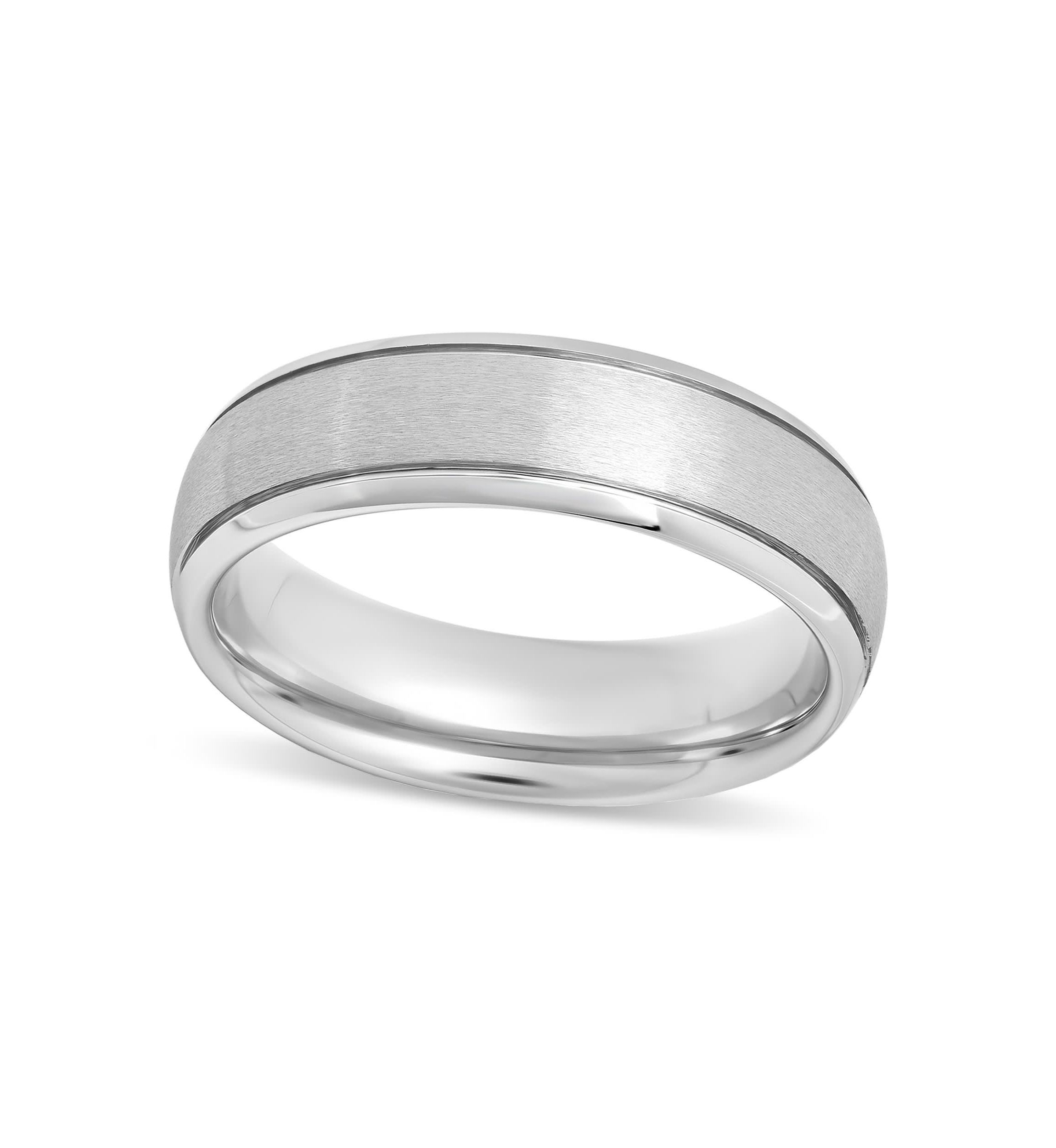 Grooved 6mm Band in Two-Tone Tungsten