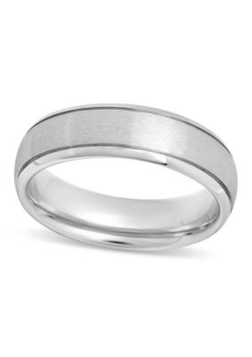 Grooved 6mm Band in Two-Tone Tungsten