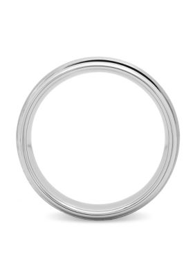 Grooved 6mm Band in Two-Tone Tungsten