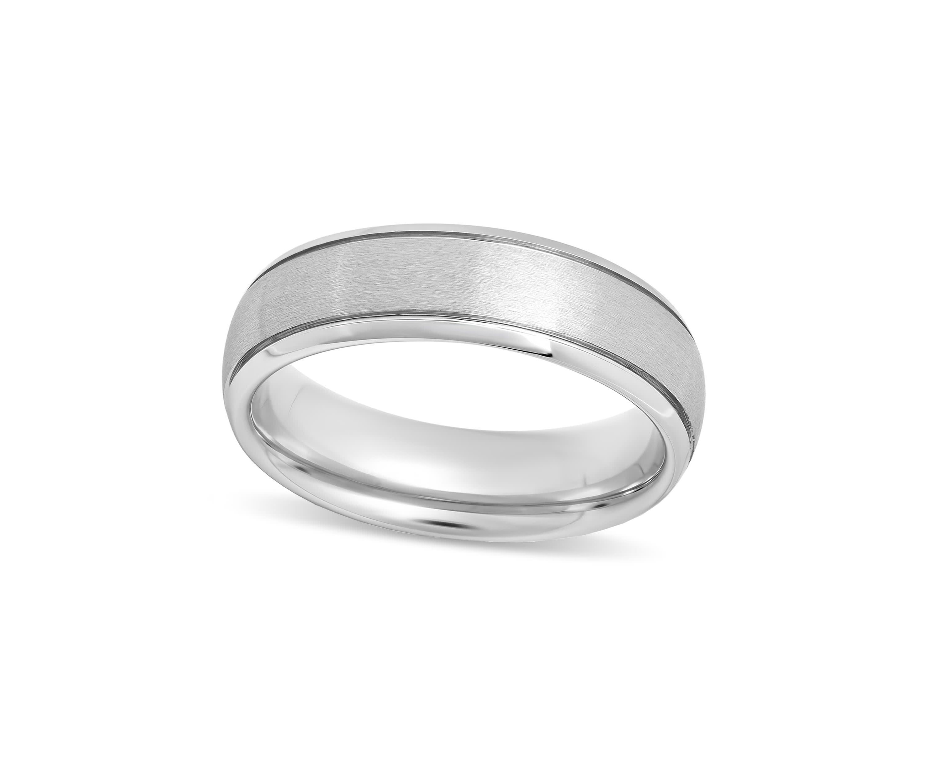 Grooved 6mm Band in Two-Tone Tungsten