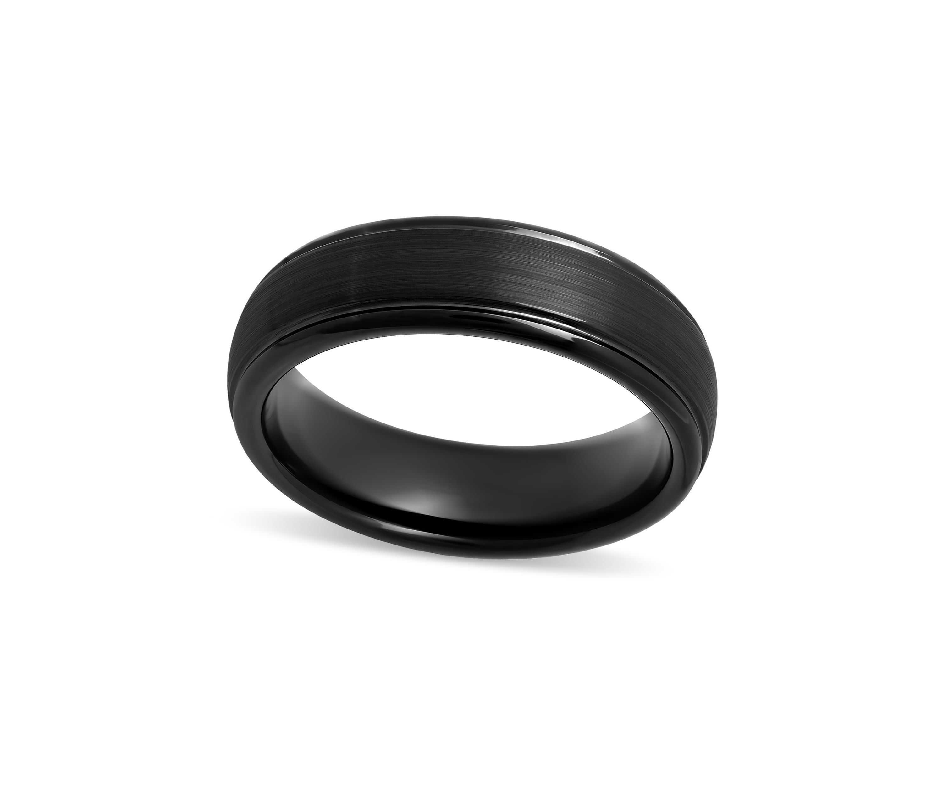 Striped Grooved 6mm Band in Two-Tone Tungsten